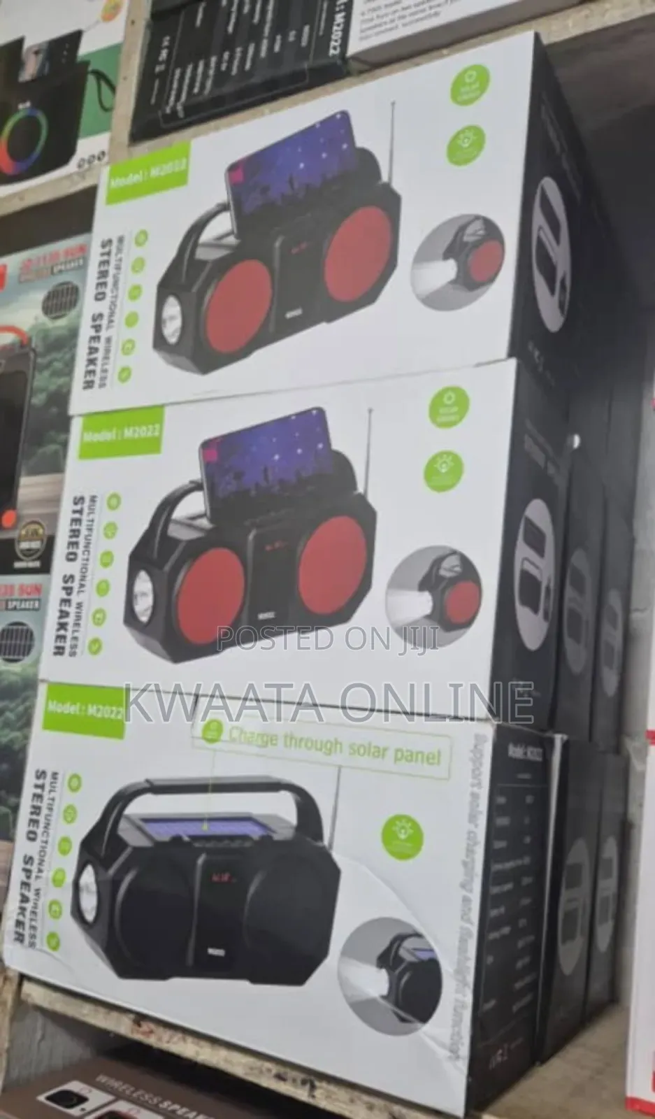 Rechargeable Bluetooth Speaker With Radio, Flash Light Solar Panel