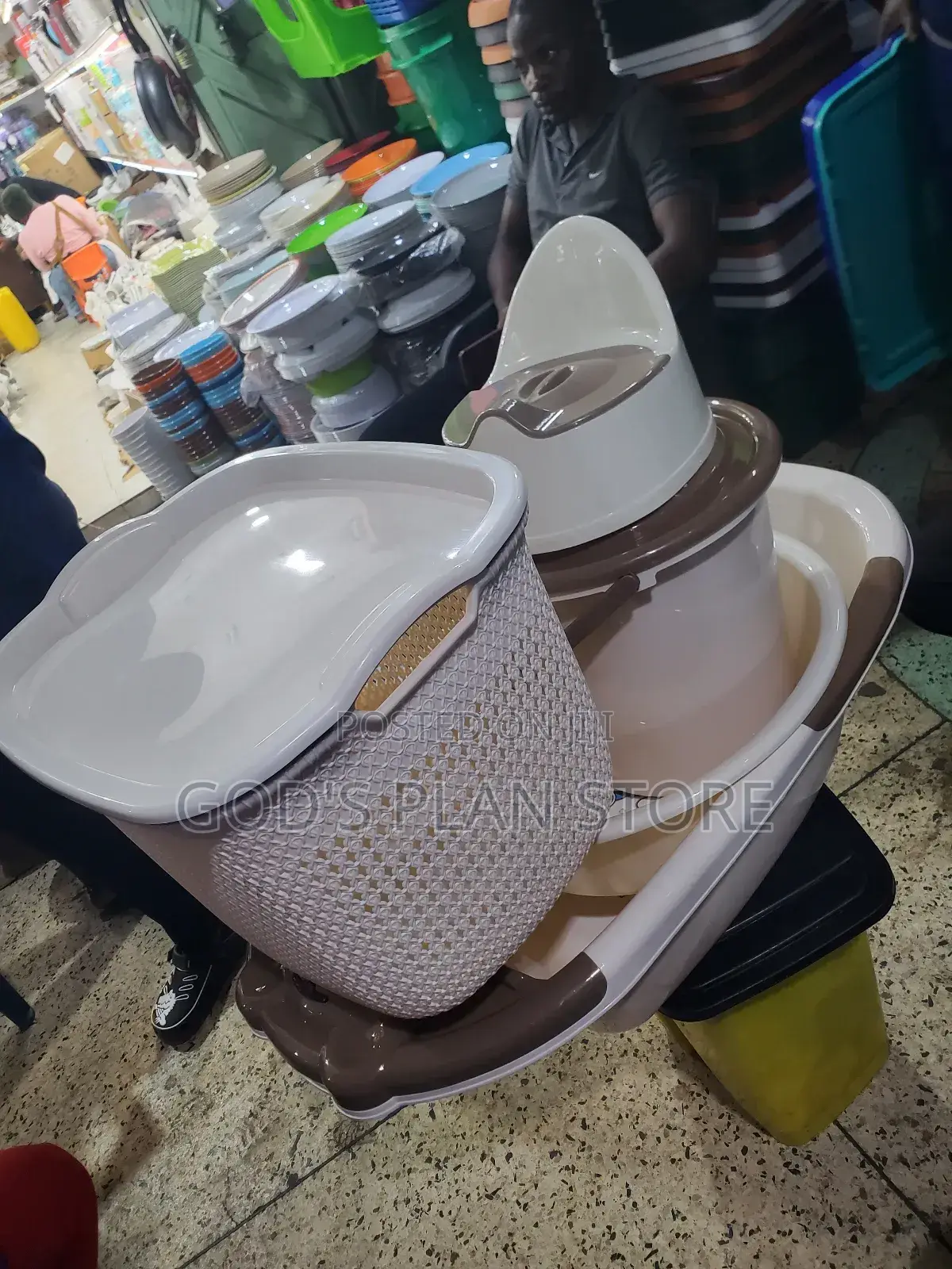 Baby Set Plastic Basin,Potty, Round Basin and Clothes Basket