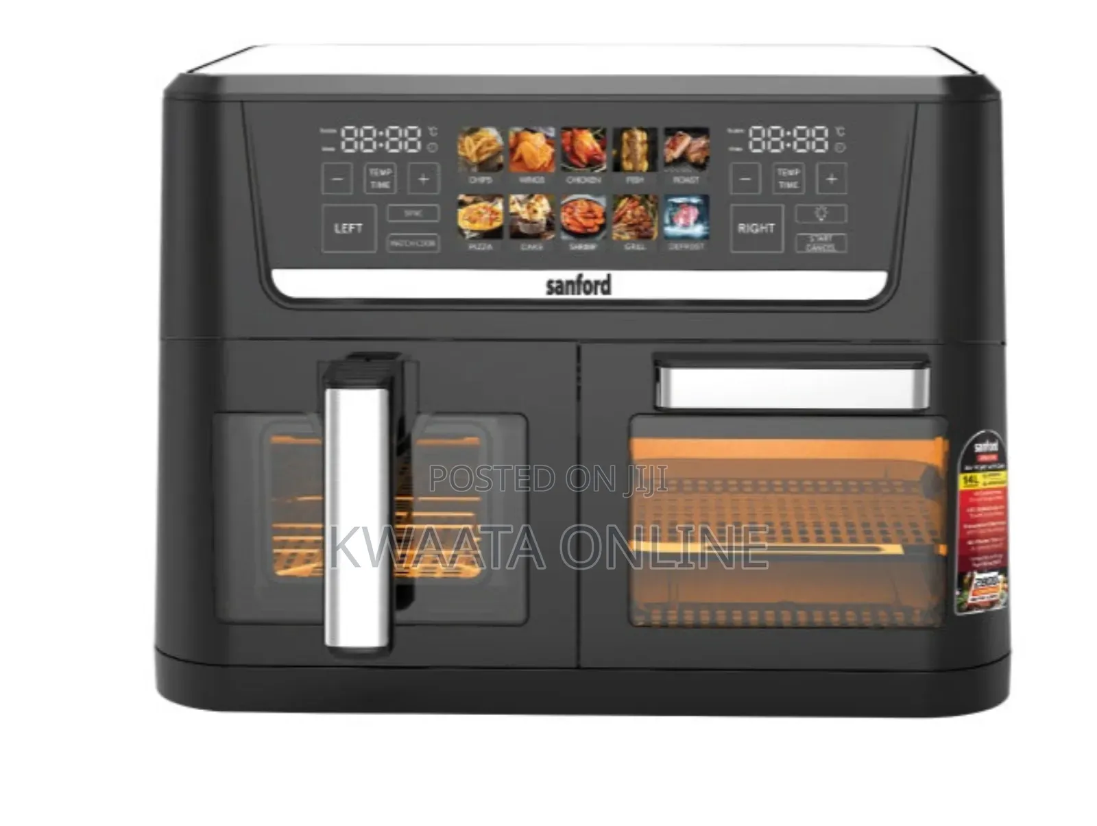 14l Sanford 2-in-1 Air Fryer Oven, 10 Presets Dual Led Touch Control