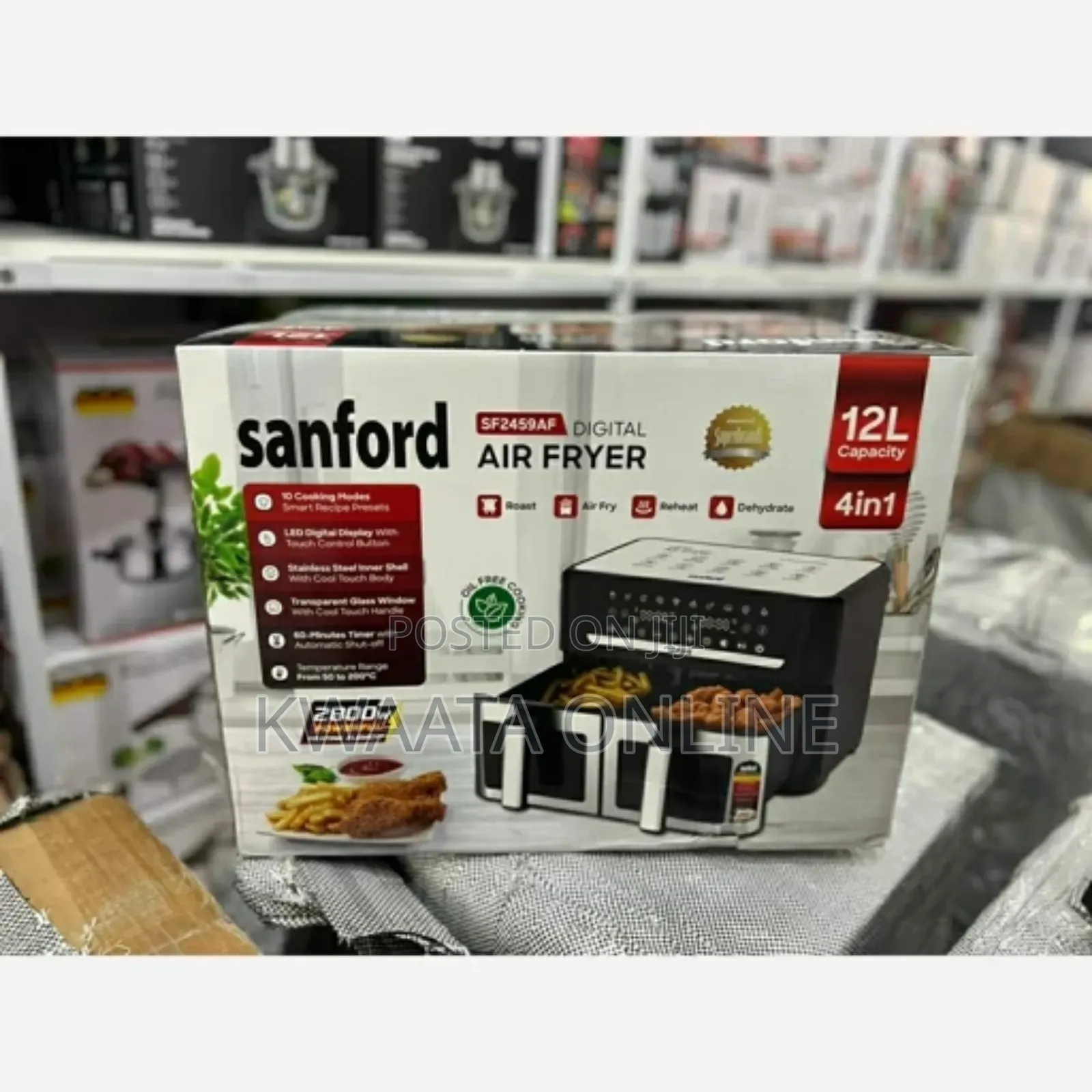 14l Sanford 2-in-1 Air Fryer Oven, 10 Presets Dual Led Touch Control