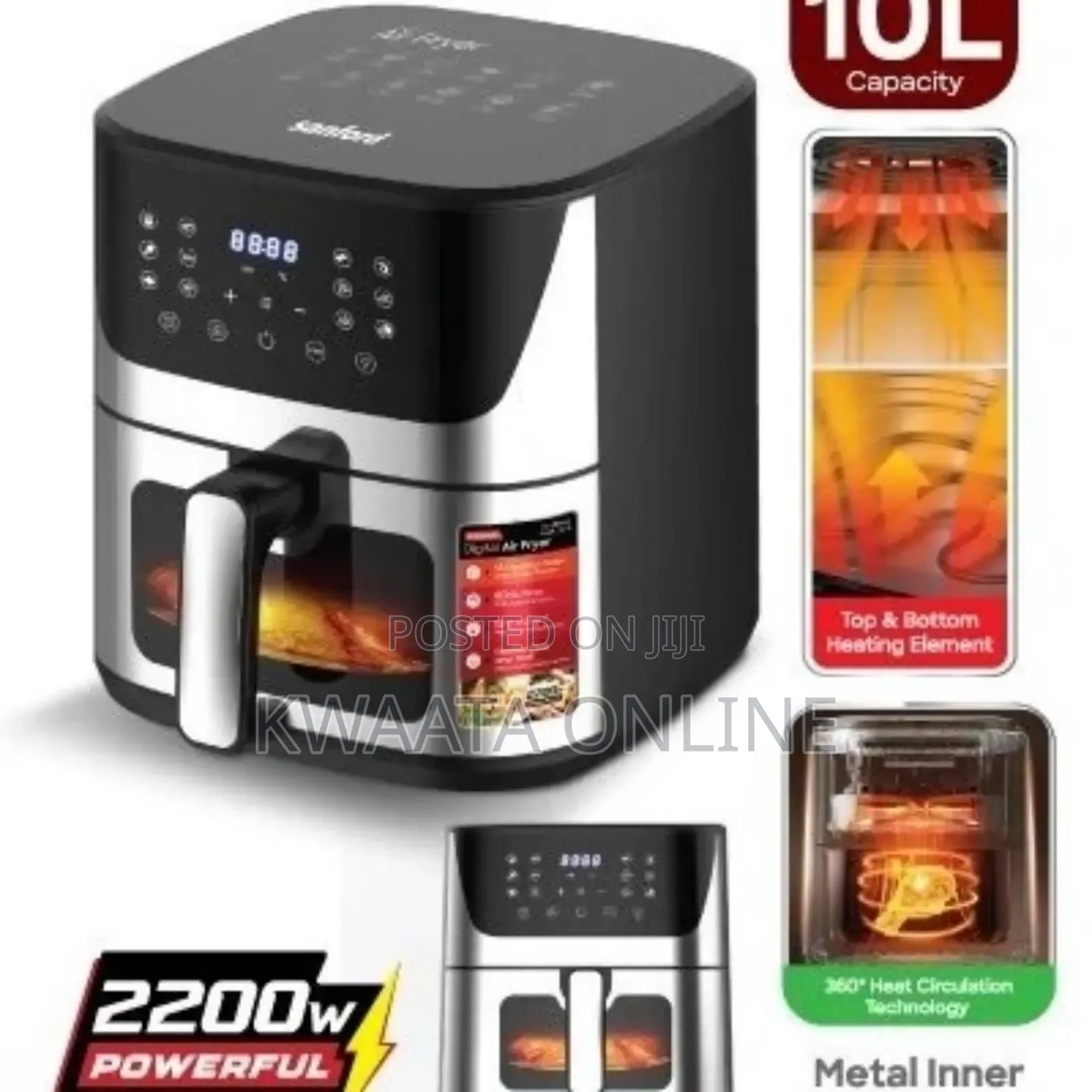 14l Sanford 2-in-1 Air Fryer Oven, 10 Presets Dual Led Touch Control
