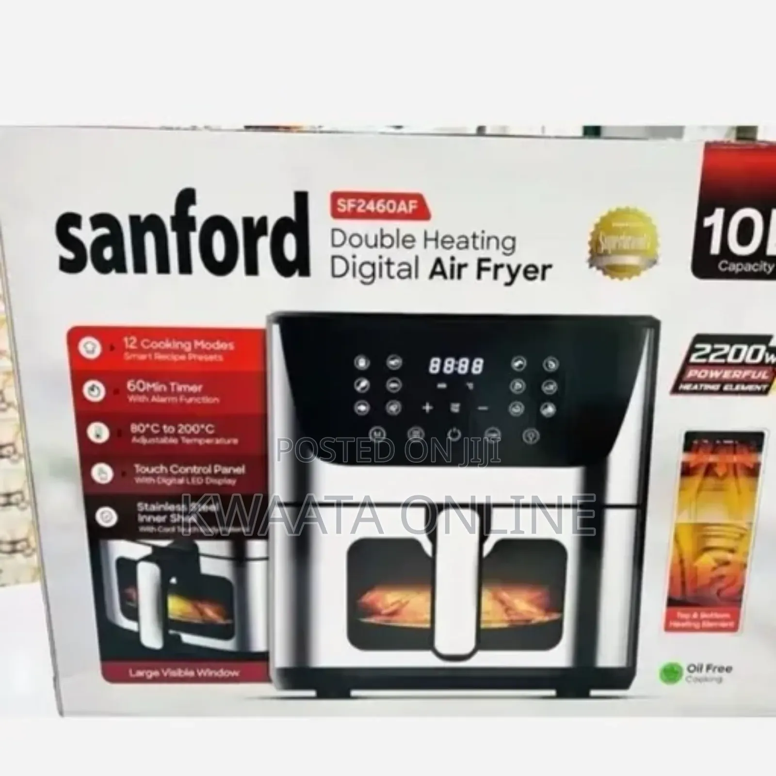 14l Sanford 2-in-1 Air Fryer Oven, 10 Presets Dual Led Touch Control