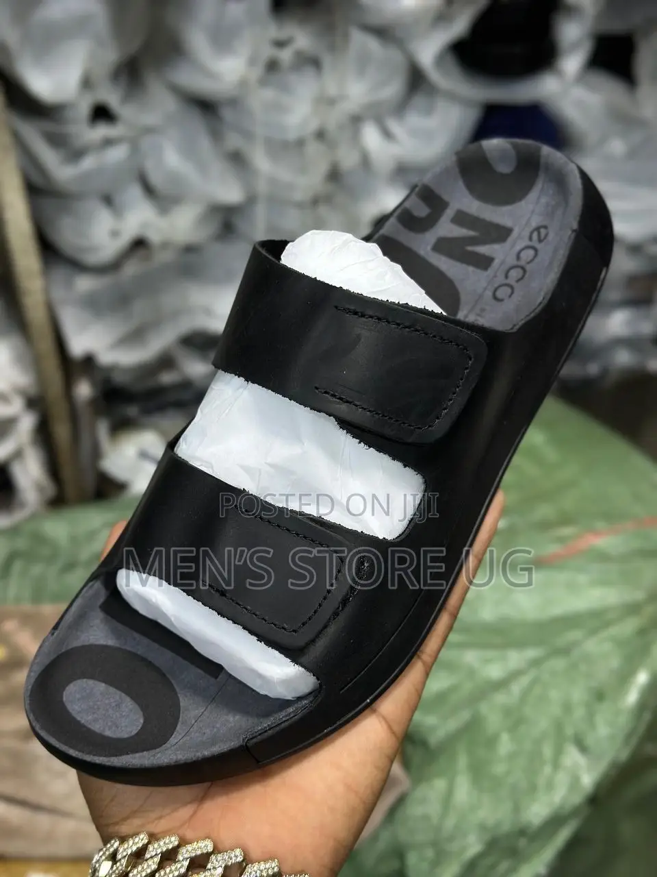 Ecco Men’S Genuine Classic Leather Black Sandals