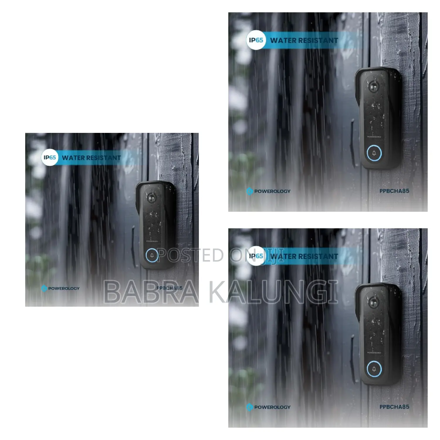 Powerology Ip65 265gb 3mp Infrared Smart Camera Doorbell