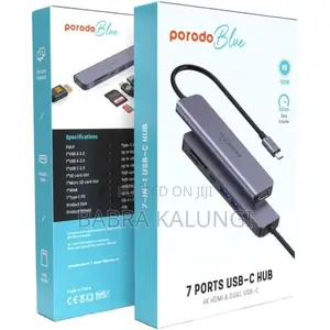 Porodo Blue 7in1 Hub Hdmi 2xusb-a 2xusb-C Sd Microsd