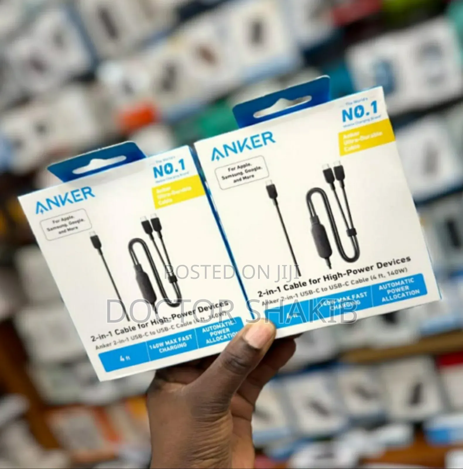 Brand New Anker 2-in-1 Usb-C to Usb-C Cable (4ft, 140w).