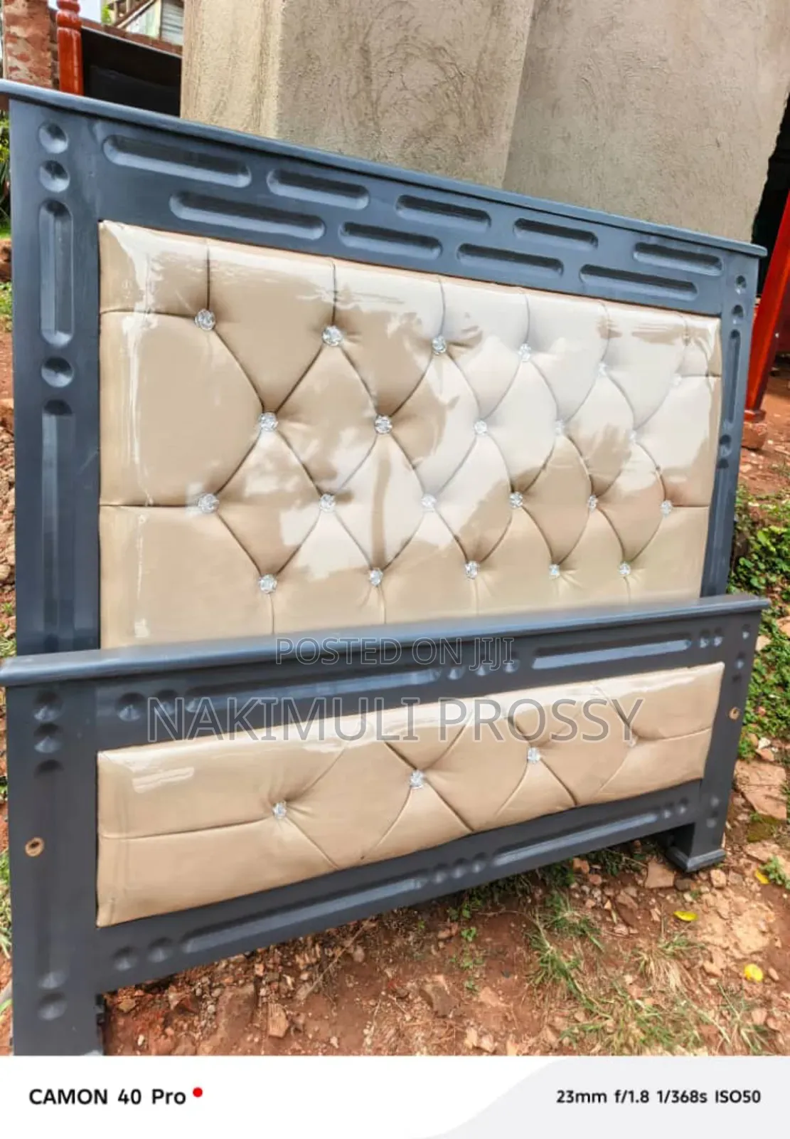 Four by Six Fabric Bed New Cream and Black