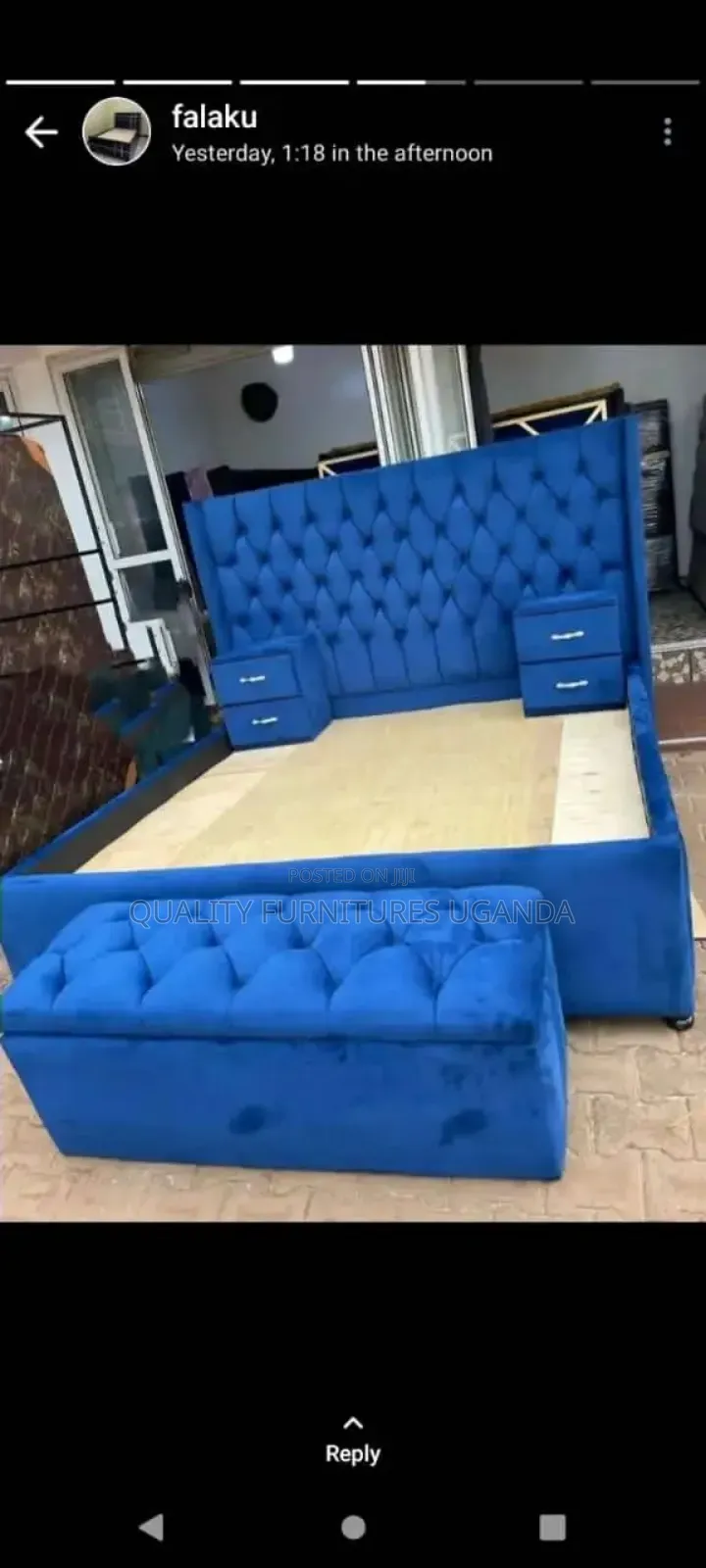 Navy Blue  5*6 Tufted Bed