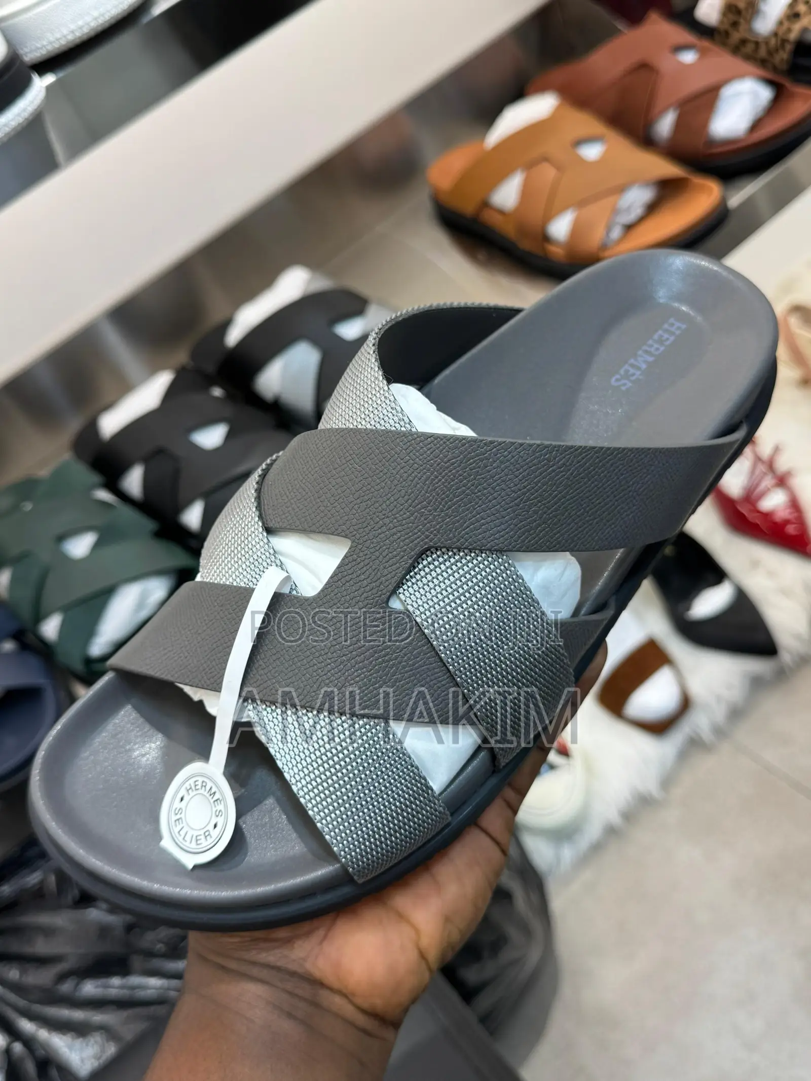 New Classic Men's Inter-Crossed Leather Hermes Sandals in Stock