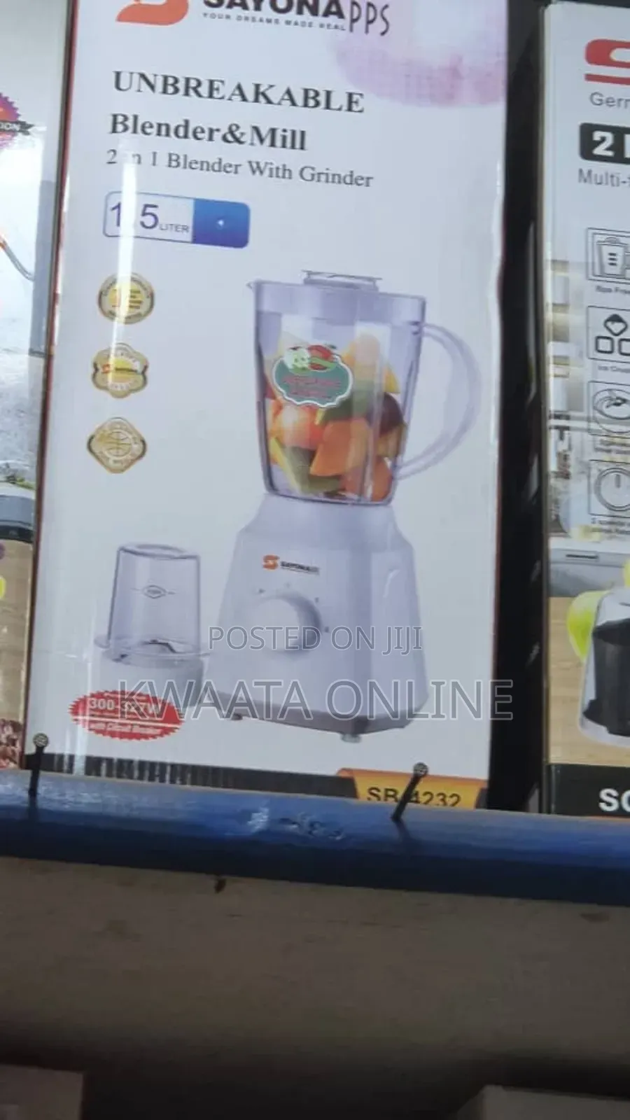 1.5l Sayona 2 in 1 Unbreakable Blender Sb-42322 – White