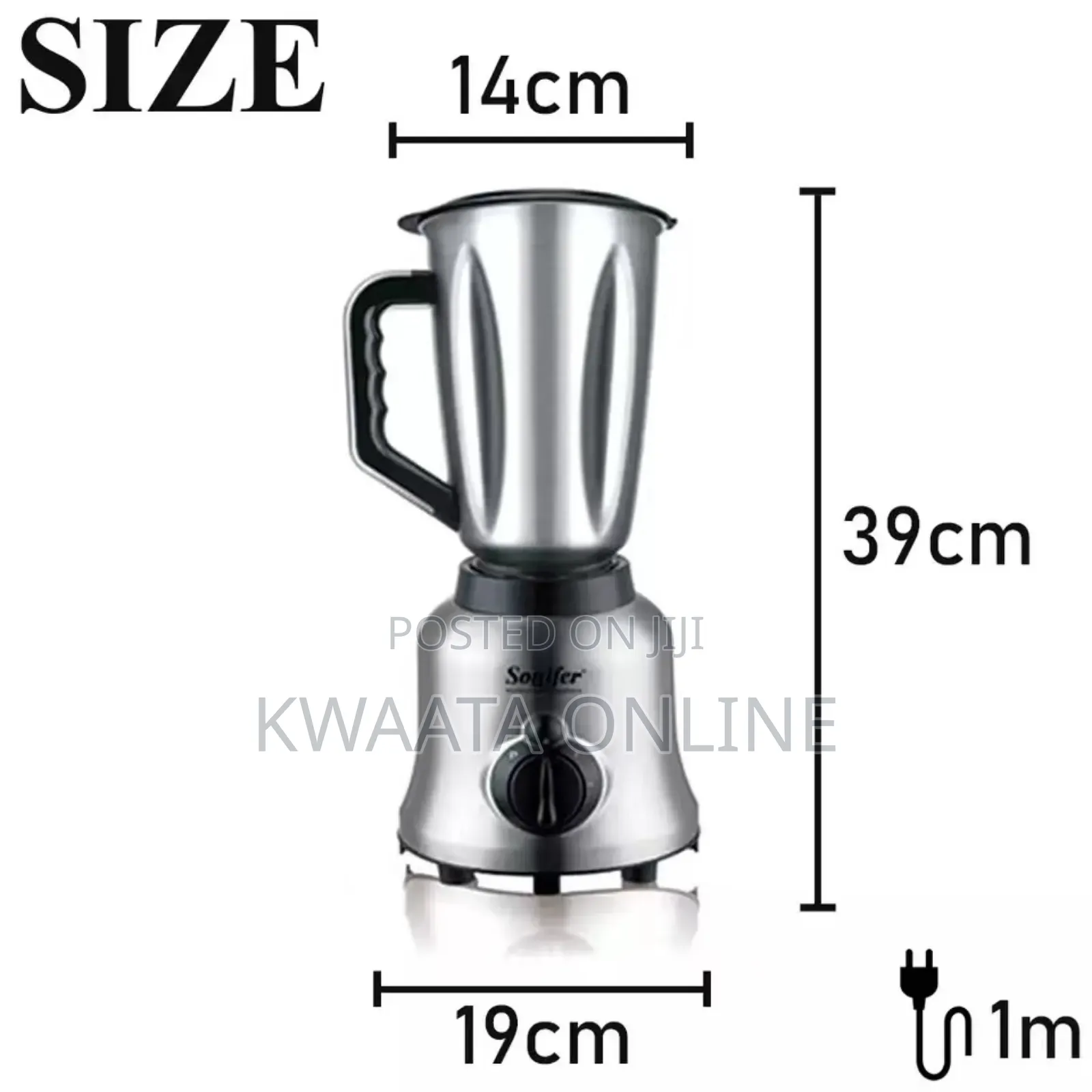 1.5l Sonifer Sf-8031 Blender 2 in 1 With Grinder, Stainless Steel