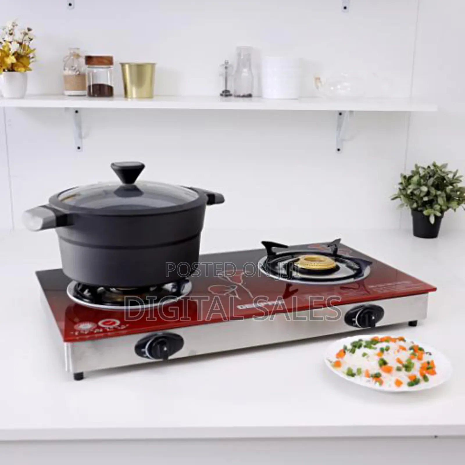 Electric Geepas Gk5602 Tempered Glass Double Gas Stove