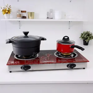 Geepas Gk5602 Tempered Glass Double Gas Stove