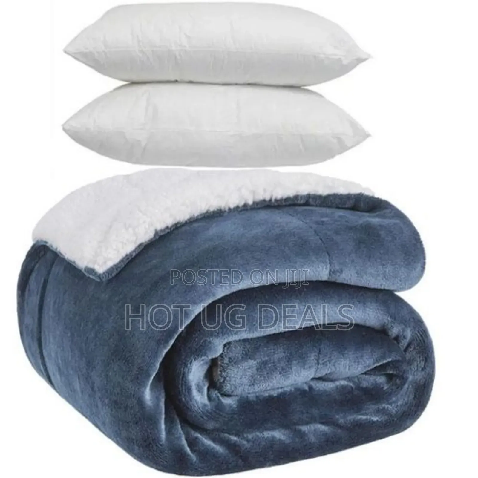 Double Face Soft Fleece Blanket Fit & (2pcs) Fibre Pillows Pair - Mu