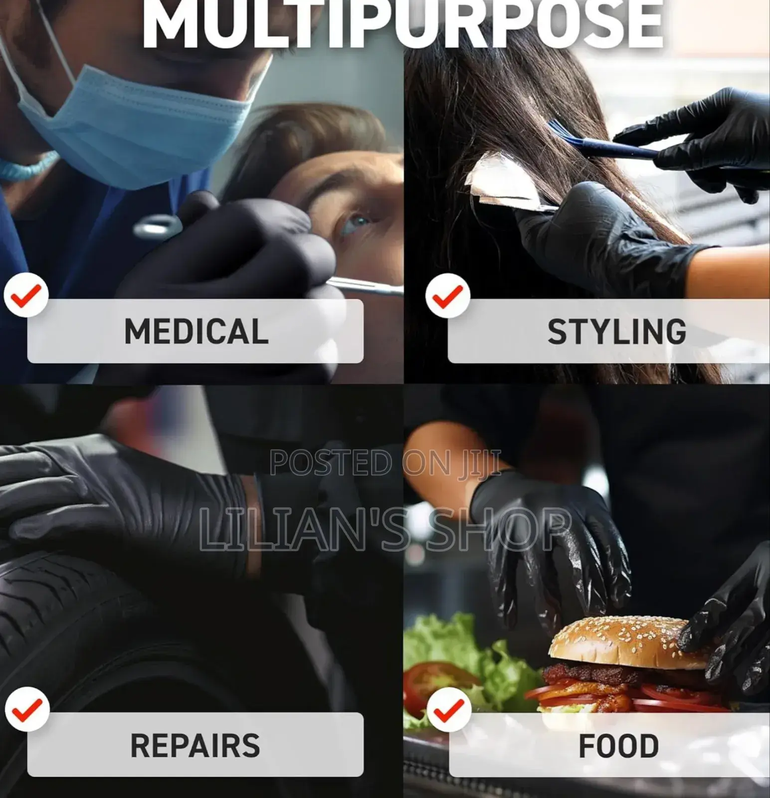 100pcs Black Disposable Multifunction Gloves