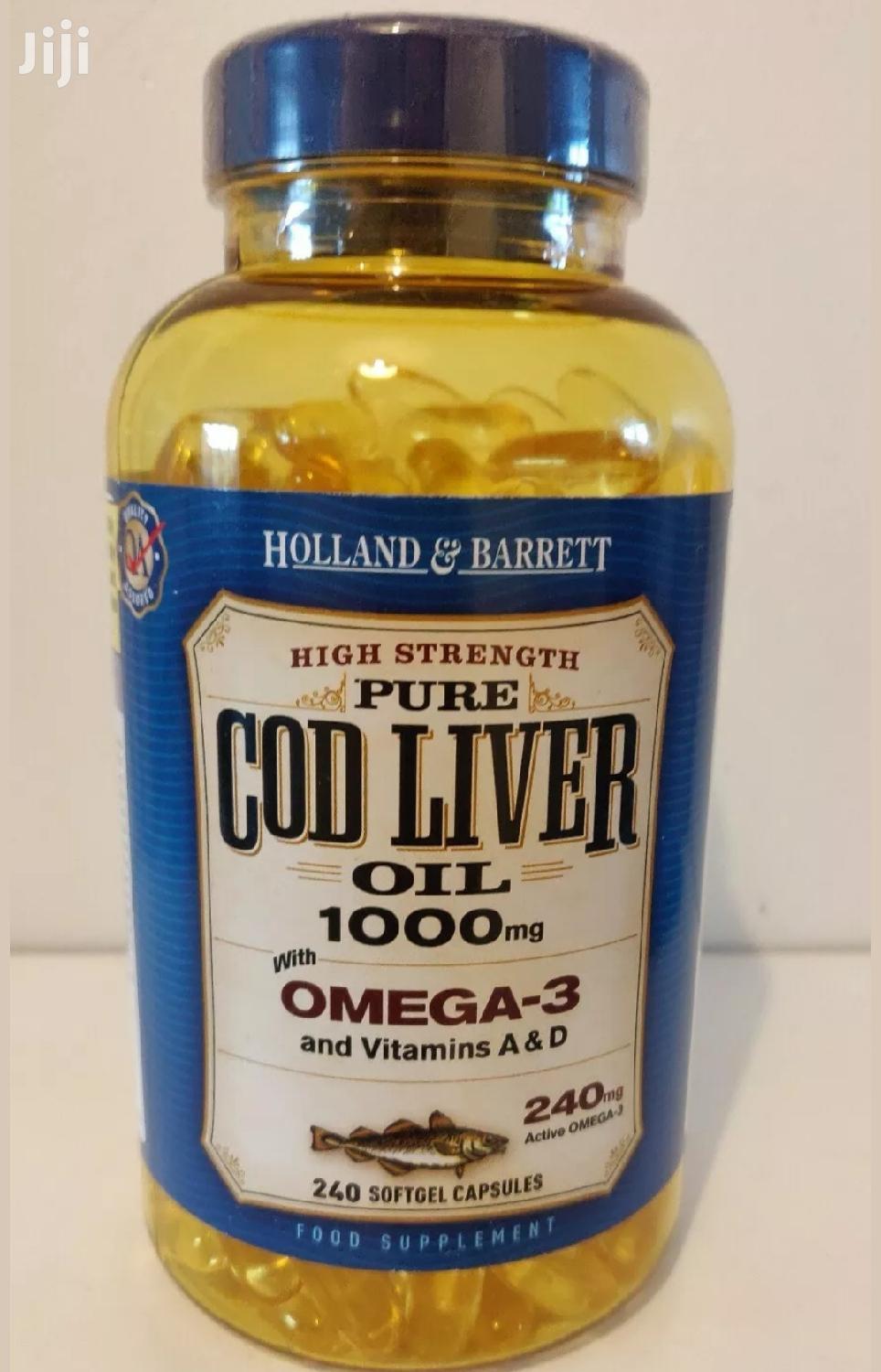 Holland and Barrett Pure Cod Liver Oil 1000mg 240 Caps in Kampala Vitamins & Supplements