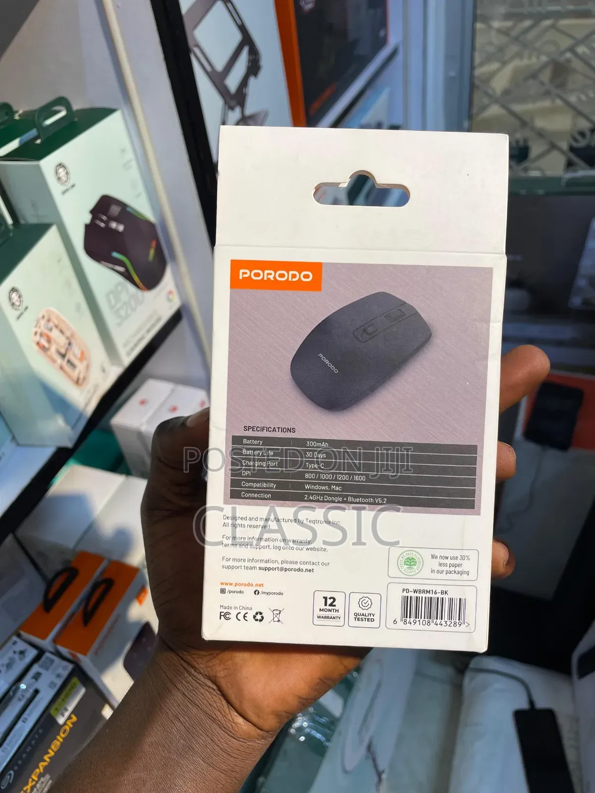 Porodo 1600 Dpi Wireless Mouse Dual Mode