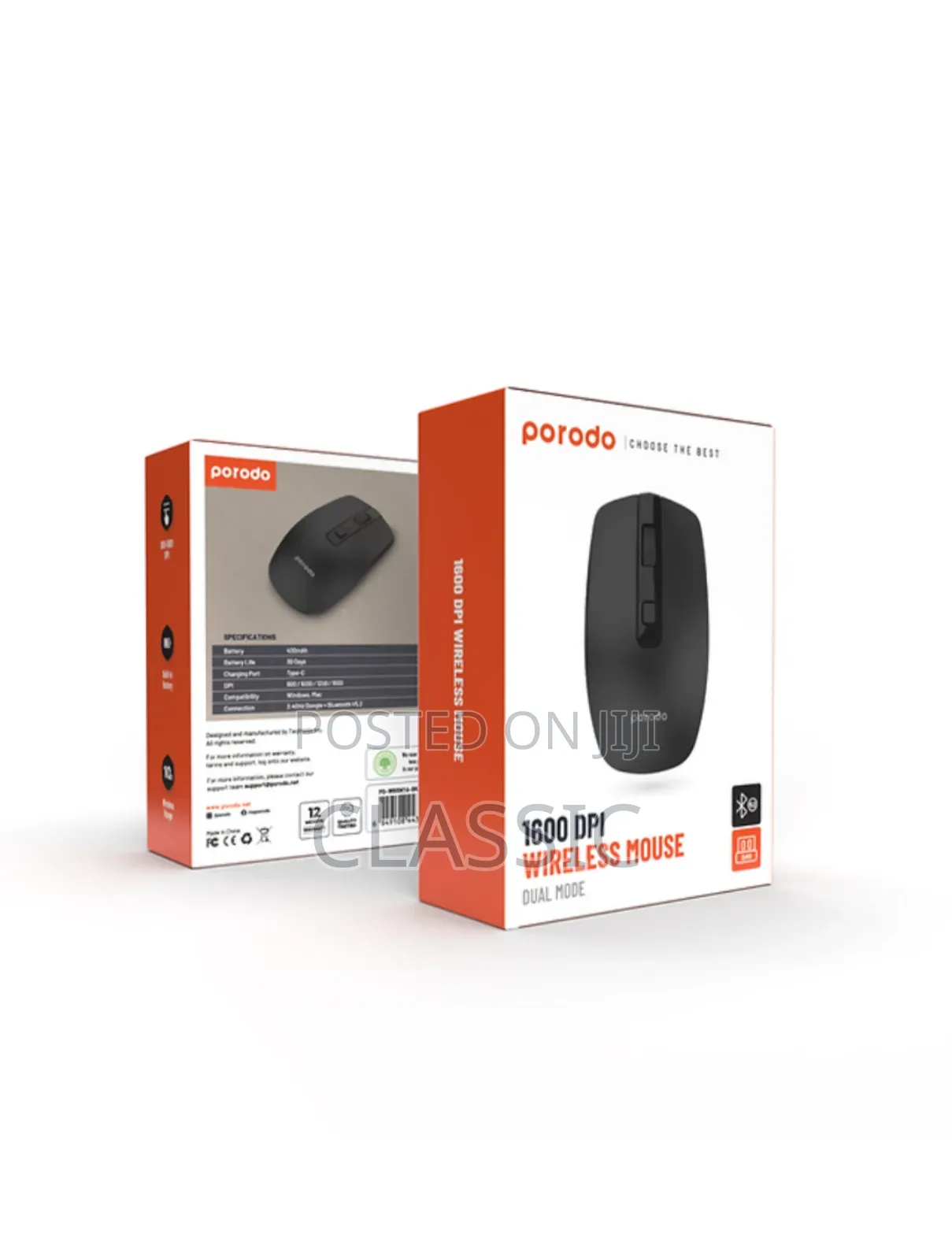 Porodo 1600 Dpi Wireless Mouse Dual Mode