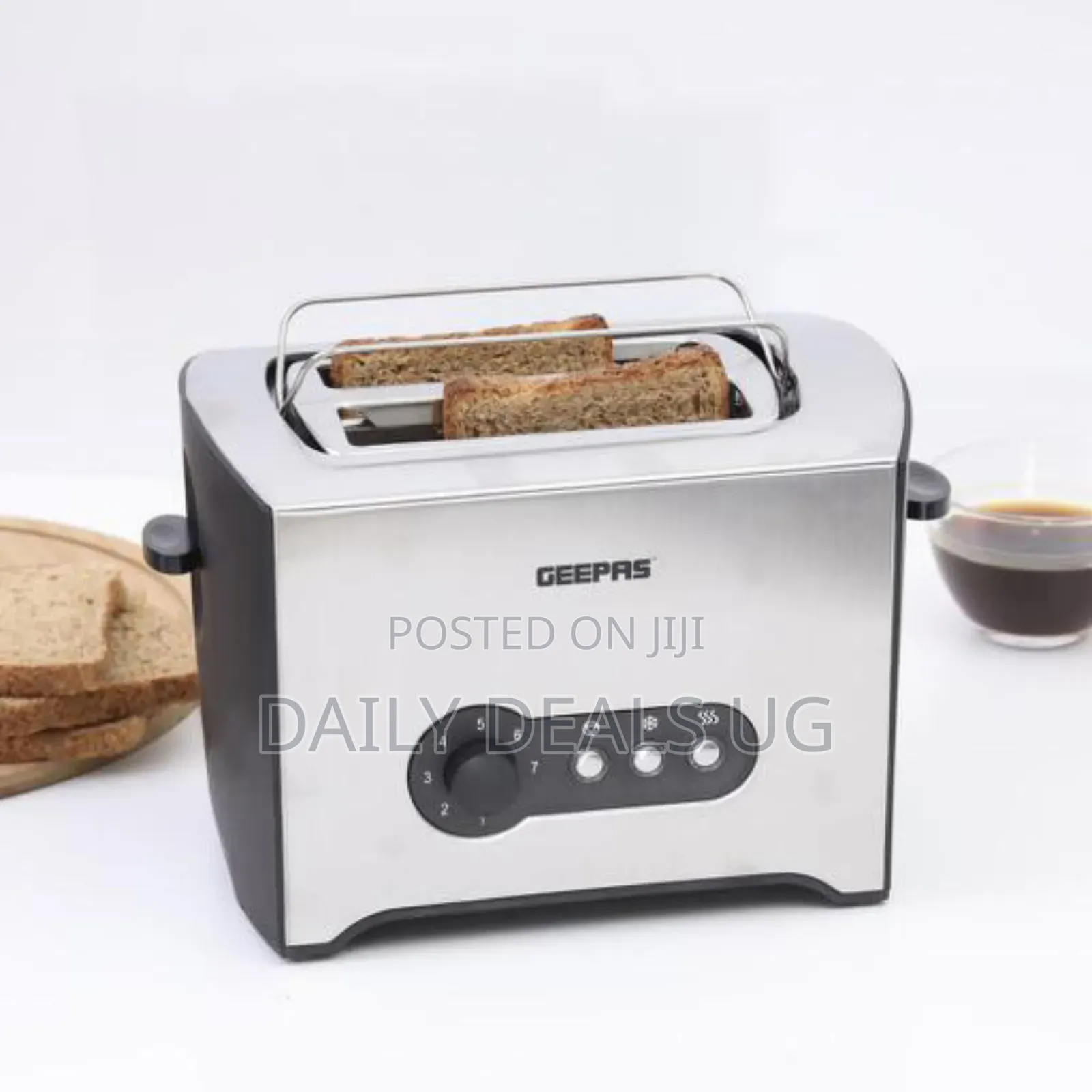 Geepas 900w 2 Slice Bread Toaster Stainless Steel