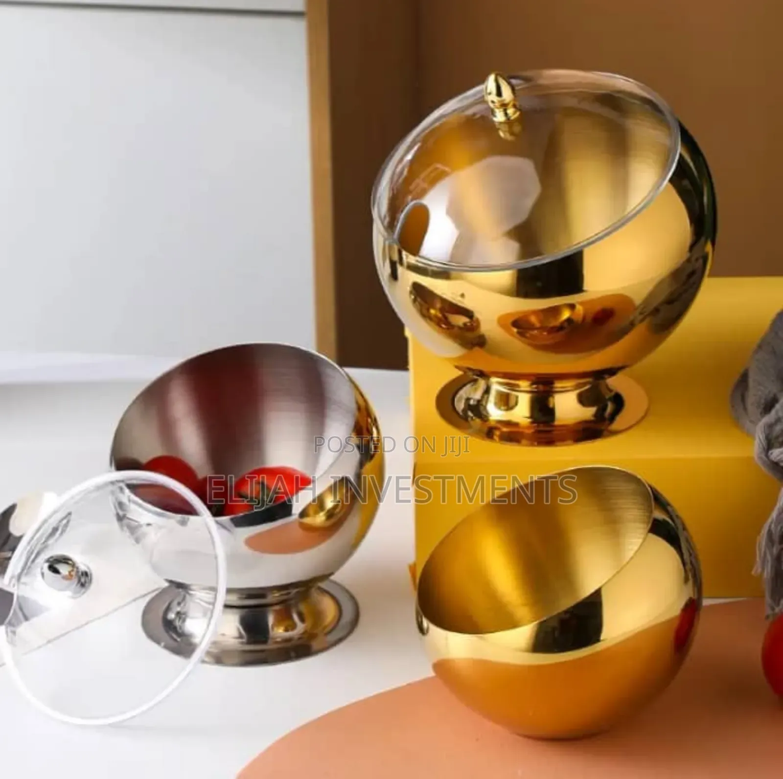 Stainless Steel Slant Sauce Bowl With Lid
