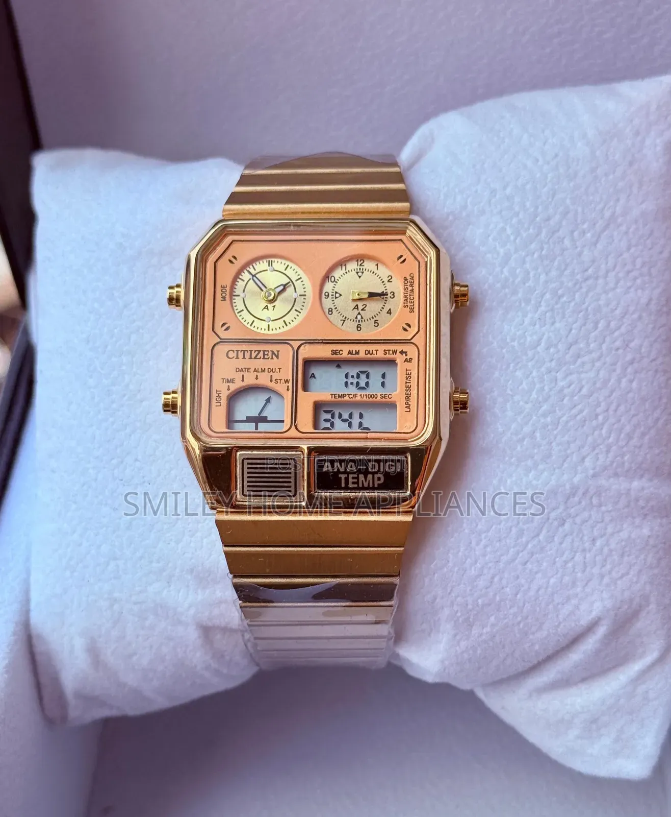 Digital Analog Citizen Wrist Time Piece Golden Color at 20% Discount