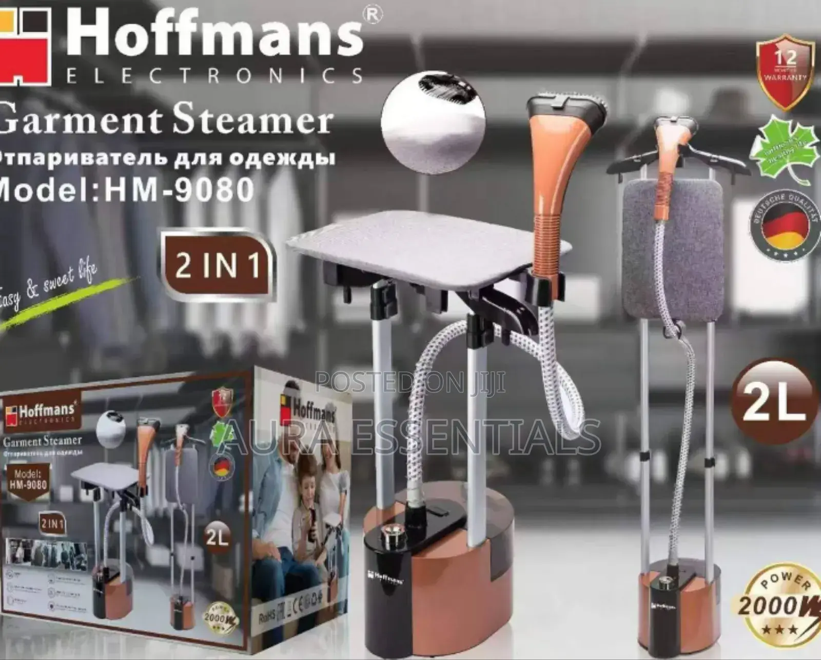 Hoffmans Hm-9080 2-in-1 Garment Steamer Red