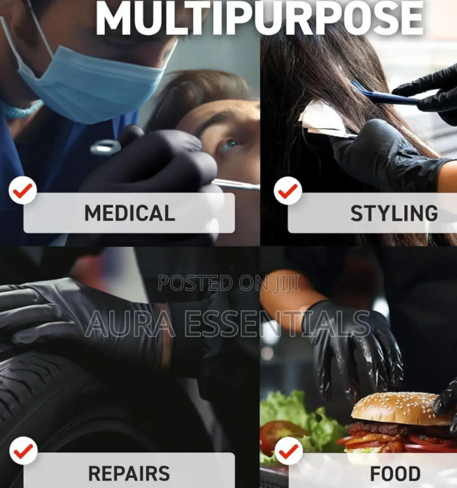 100pcs Black Disposable Multifunction Gloves