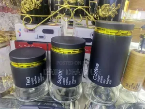 Glass Canister With Stainless Steel Set of 3