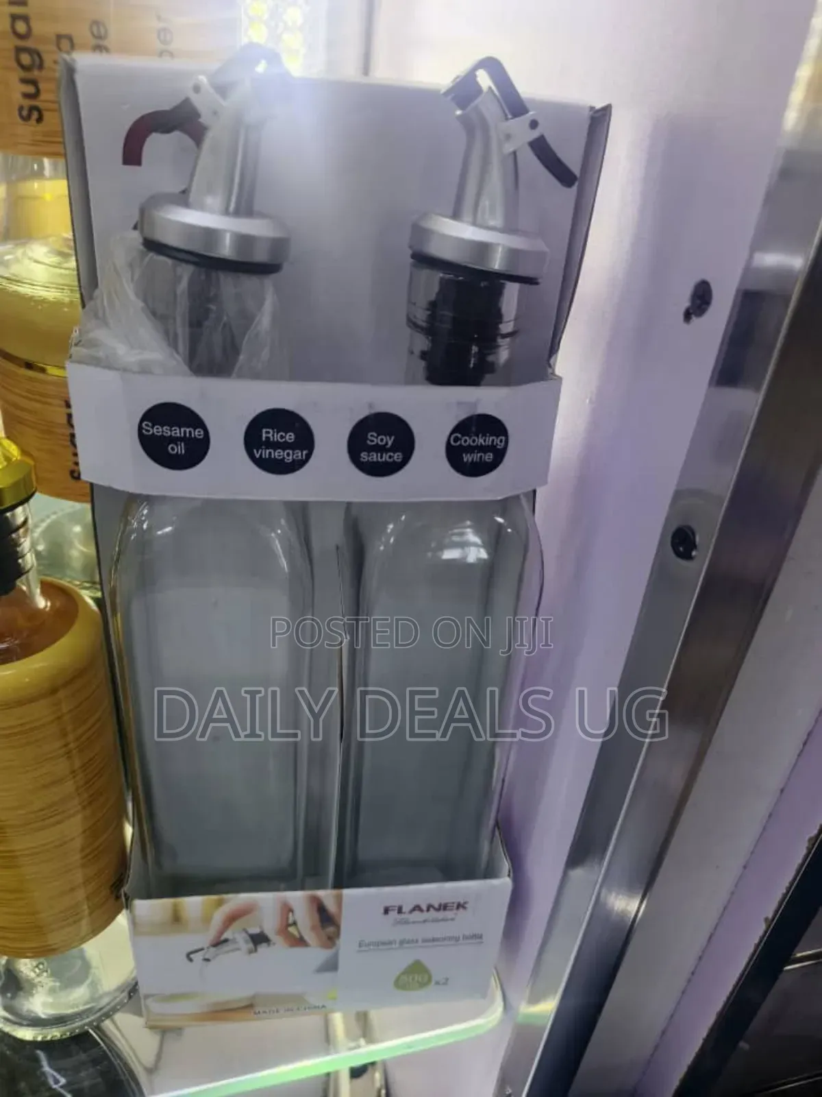 Flanek Brand Glass Oil and Vinegar Dispenser Set of 2
