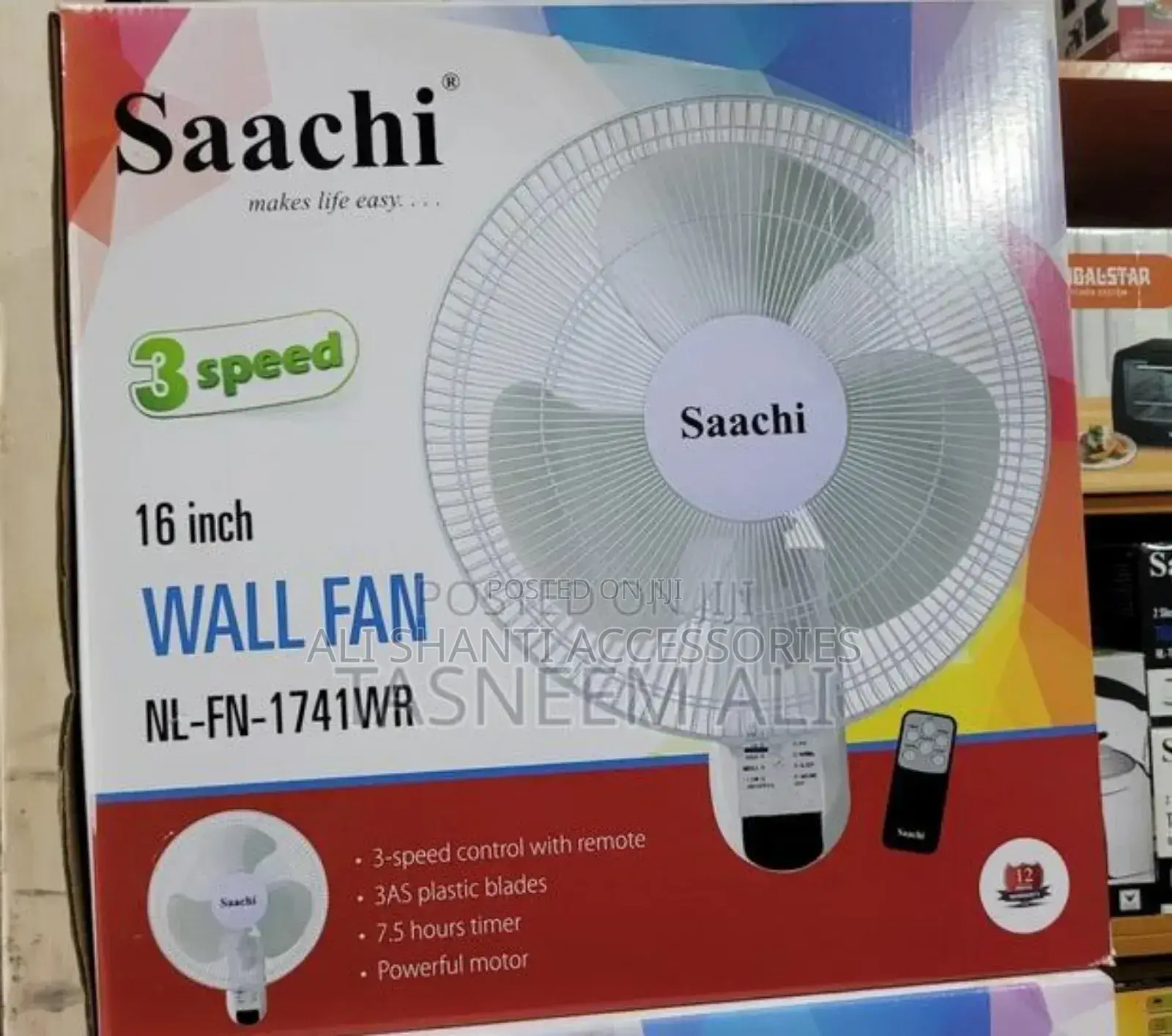 Saachi Wall Fan With Remote, Mounted Wall Fan Saachi