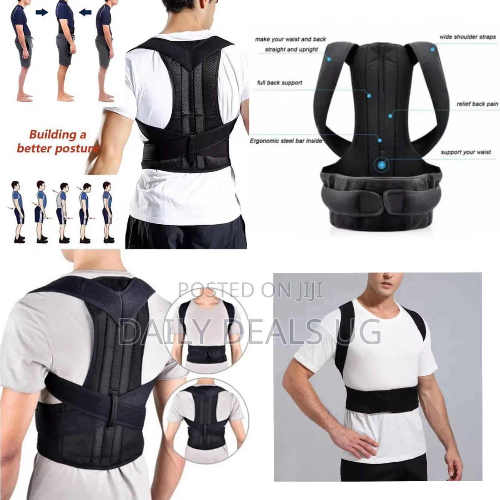 Black Black Back Vest Support