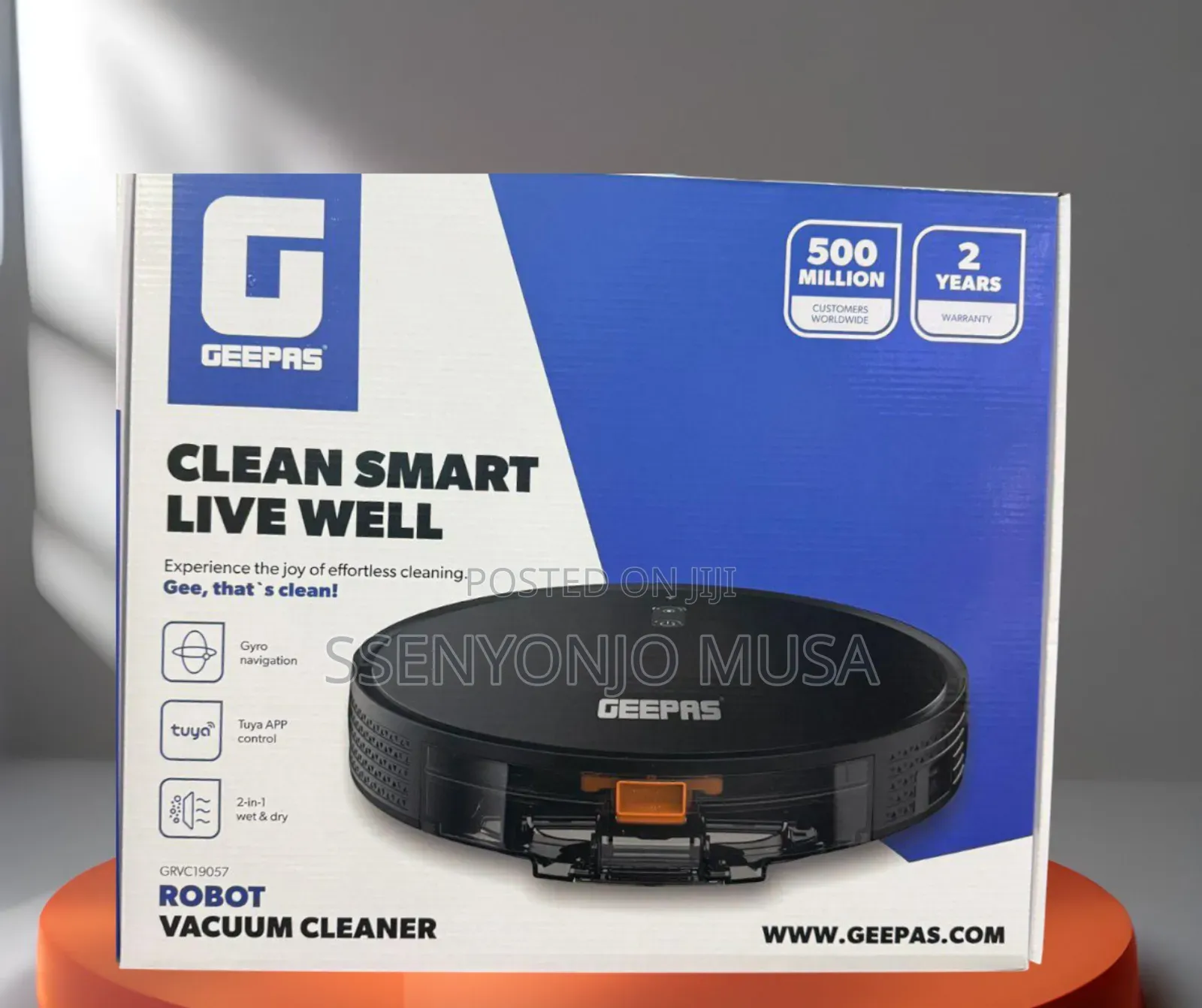 Geepas Grvc19057 2-in-1 Wet Dry Robot Vacuum Cleaner - 50w