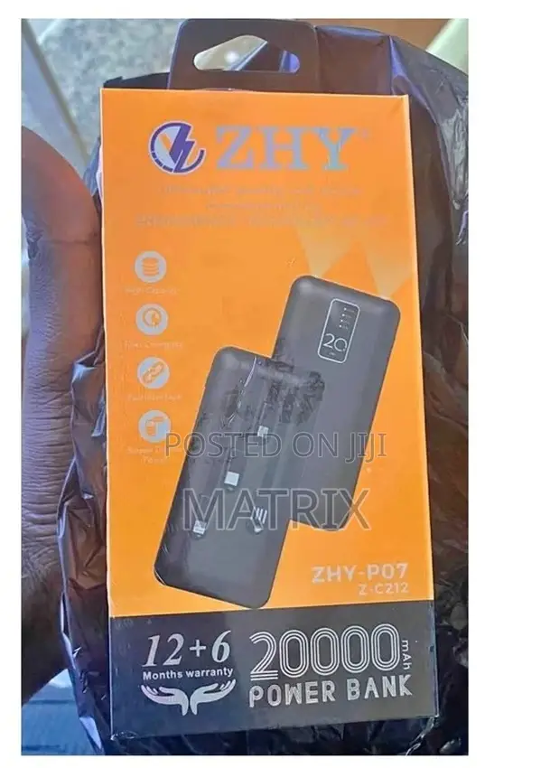 Zhy 20000mah Fast Charging Power Bank With 4 Charging Cables