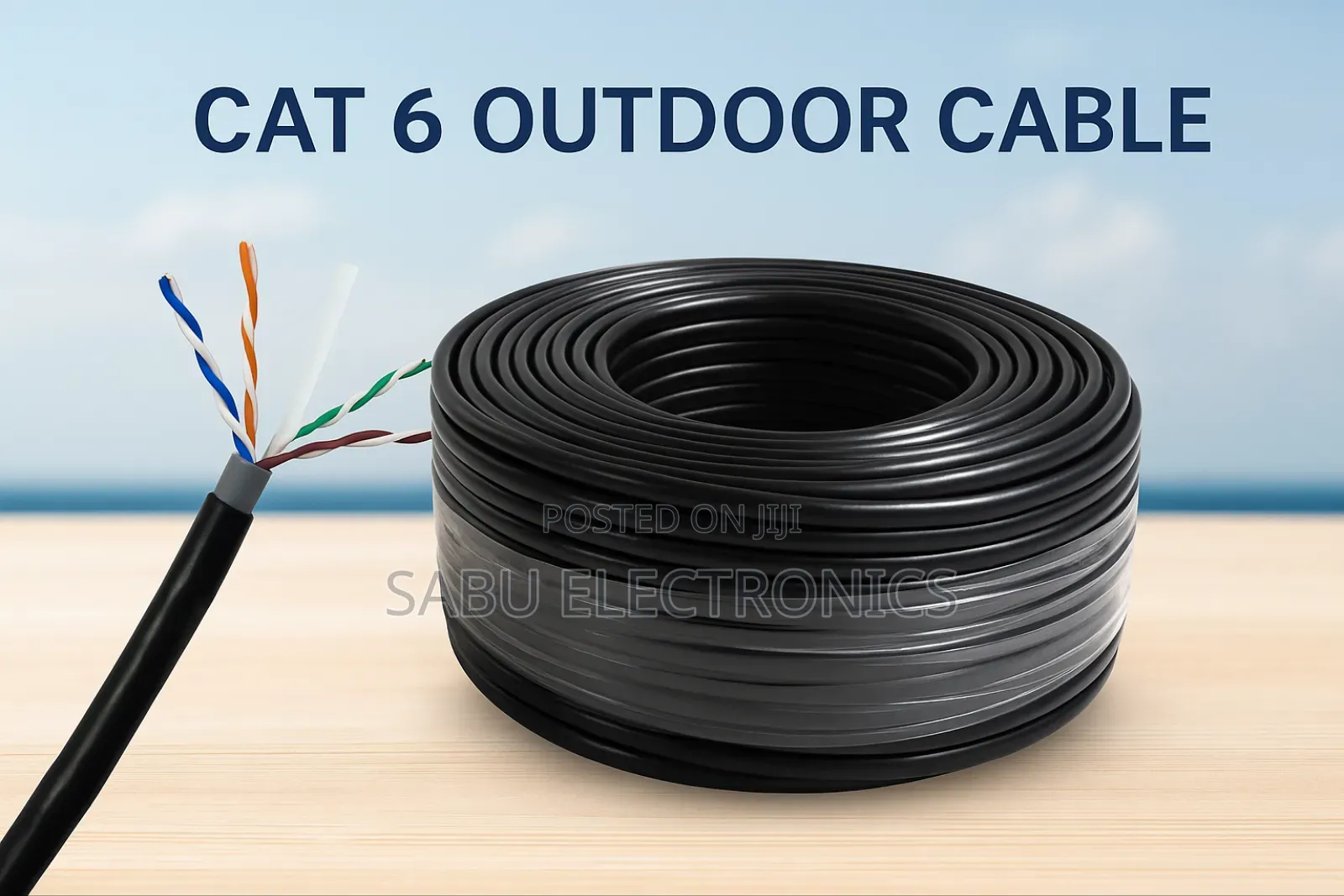 Heavy-Duty Outdoor Cat6 Cable – 100m Roll Weatherproof, High Speed