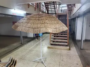 6 Feet Brown Grass Beach and Bar Outdoor Umbrella