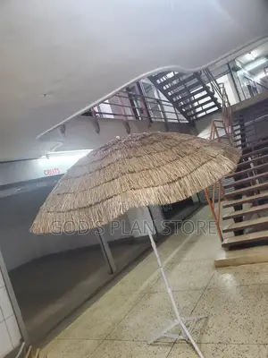 6 Feet Brown Grass Beach and Bar Outdoor Umbrella
