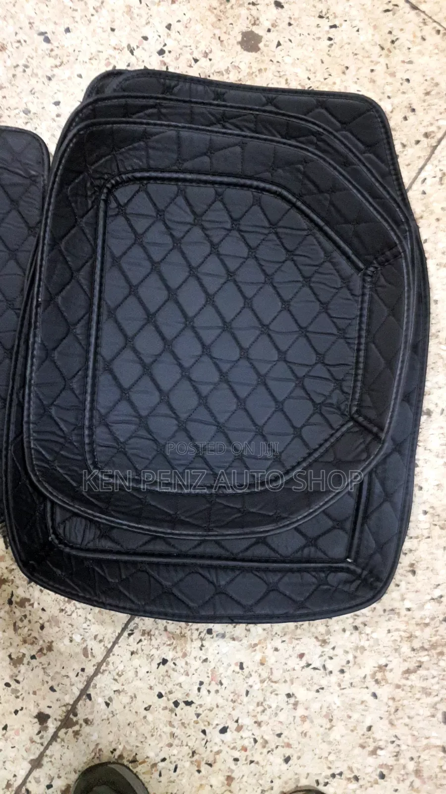 Black Leather Luxury Car Floor Mats / Carpets