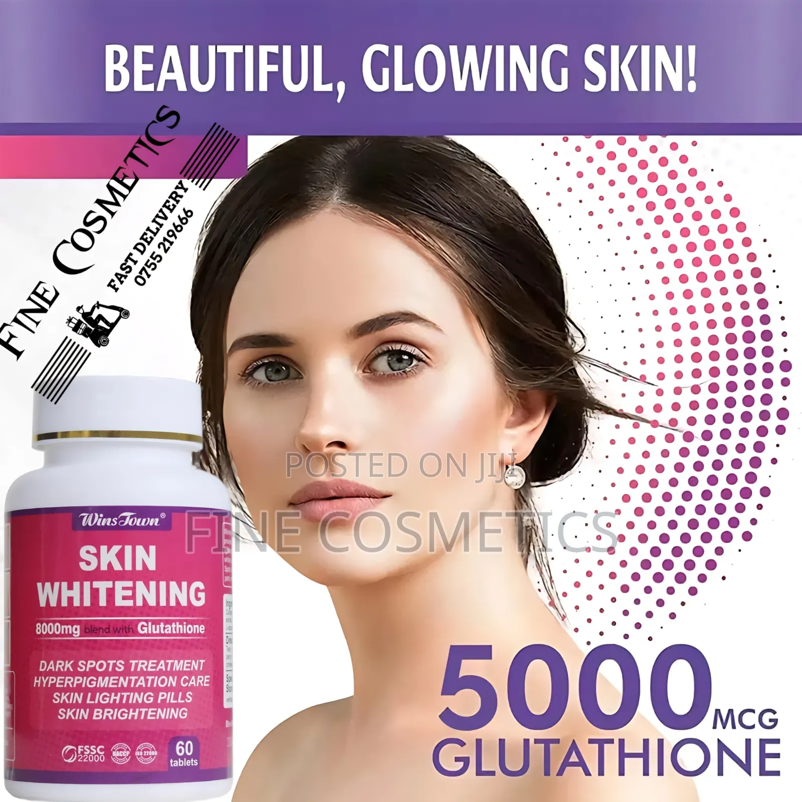 Skin Whitening Tablets Glutathione Toning Darkspots Brightening Pills