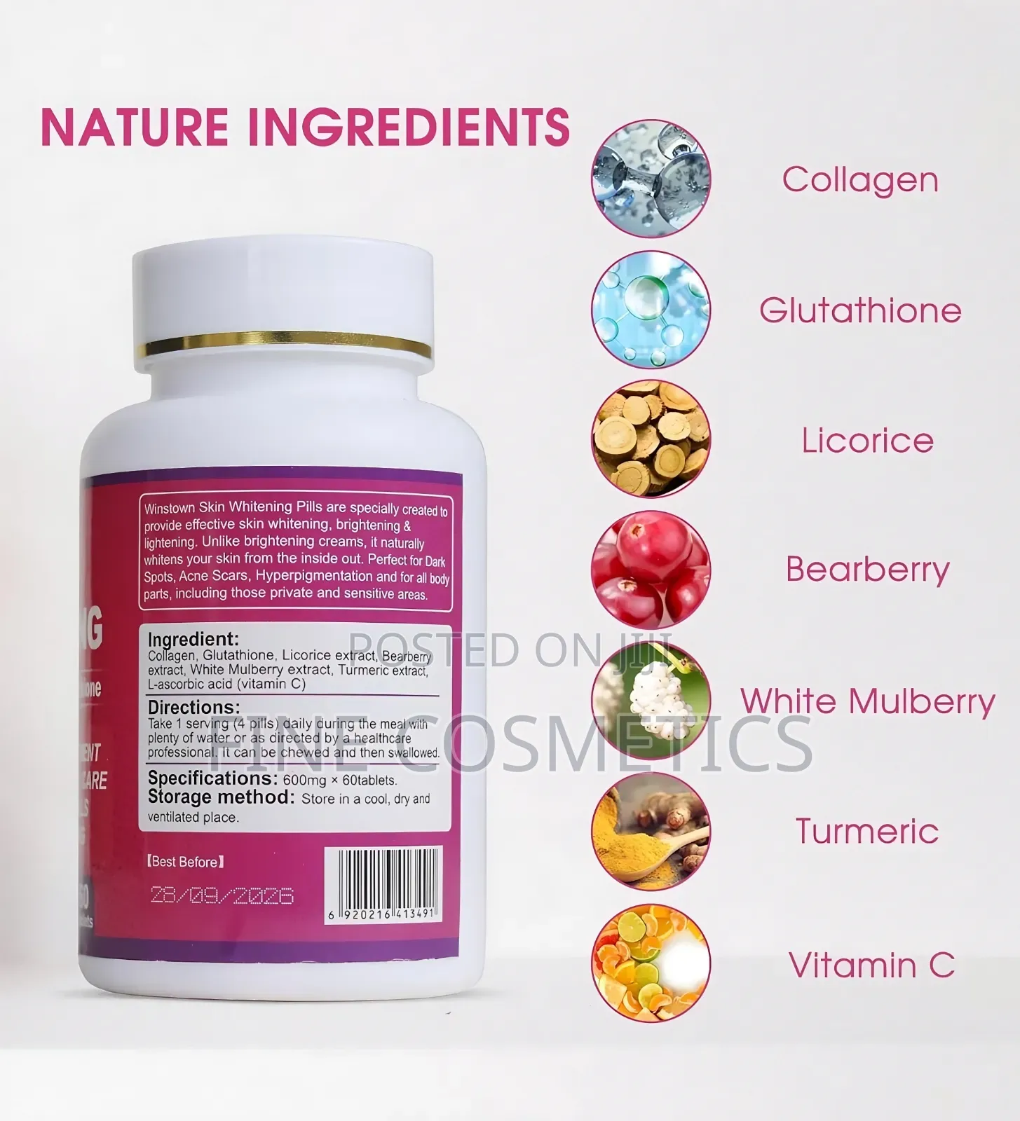 Skin Whitening Tablets Glutathione Toning Darkspots Brightening Pills