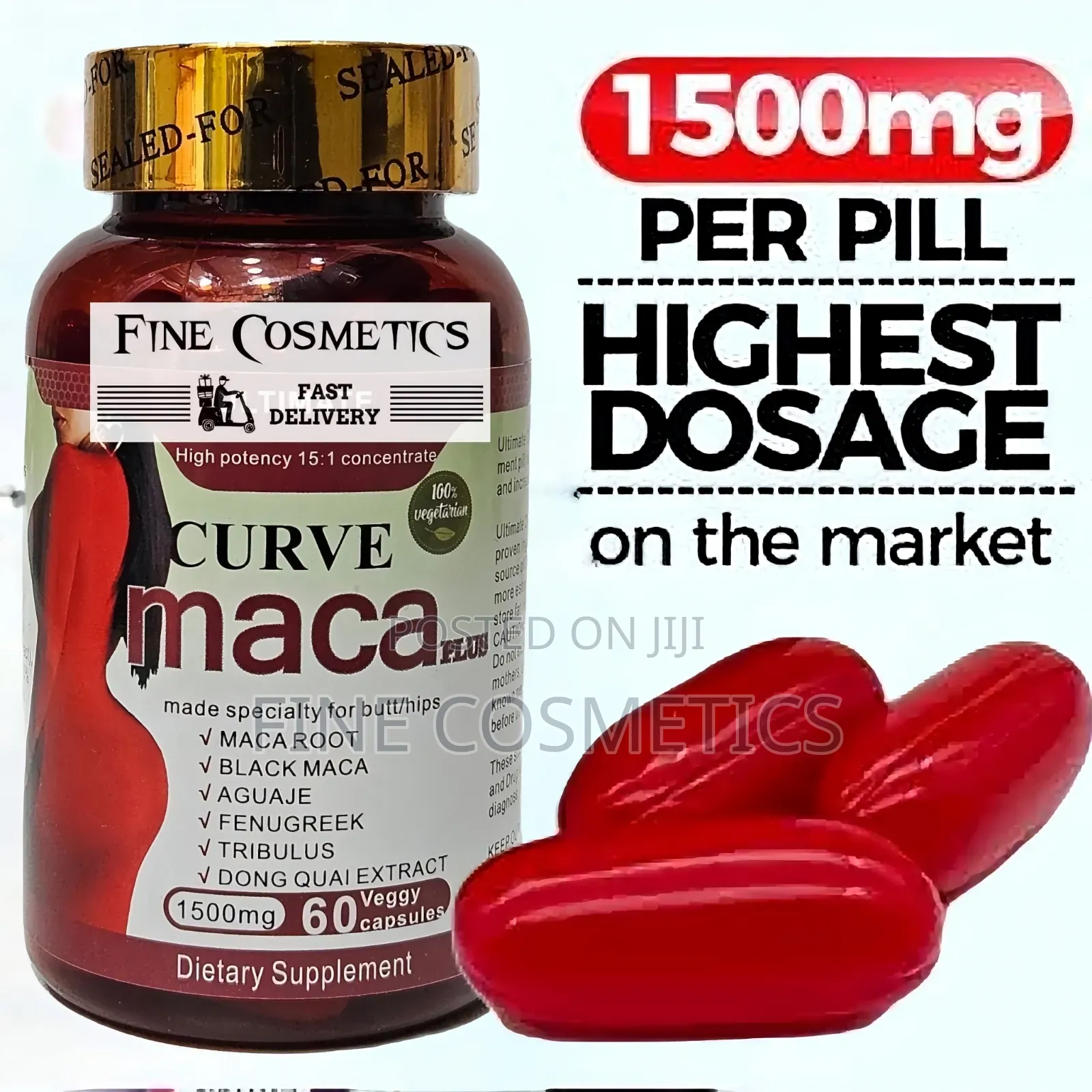 Ultimate Curve Maca Plus 1500mg Hip and Butt Enlargement 60 Capsules