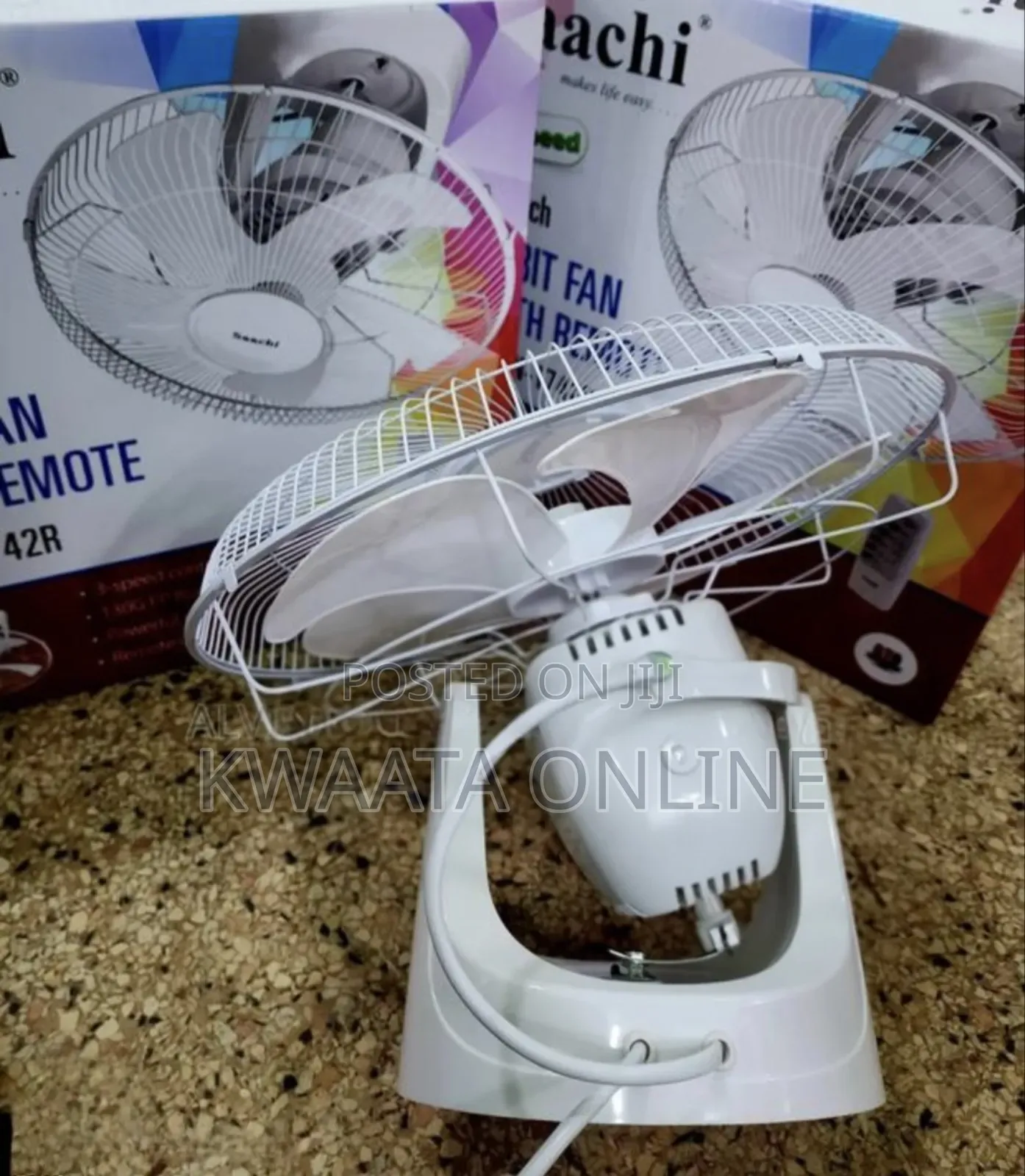 16" Saachi Wall Fan With Remote Control, 3 Speed 5 Blades Nl-Fn-1742r