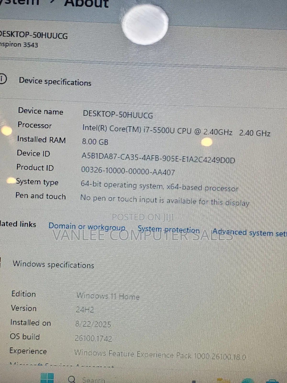 Laptop Dell Inspiron 15 8GB Intel Core I7 HDD 500GB