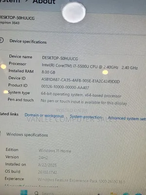 Laptop Dell Inspiron 15 8GB Intel Core I7 HDD 500GB