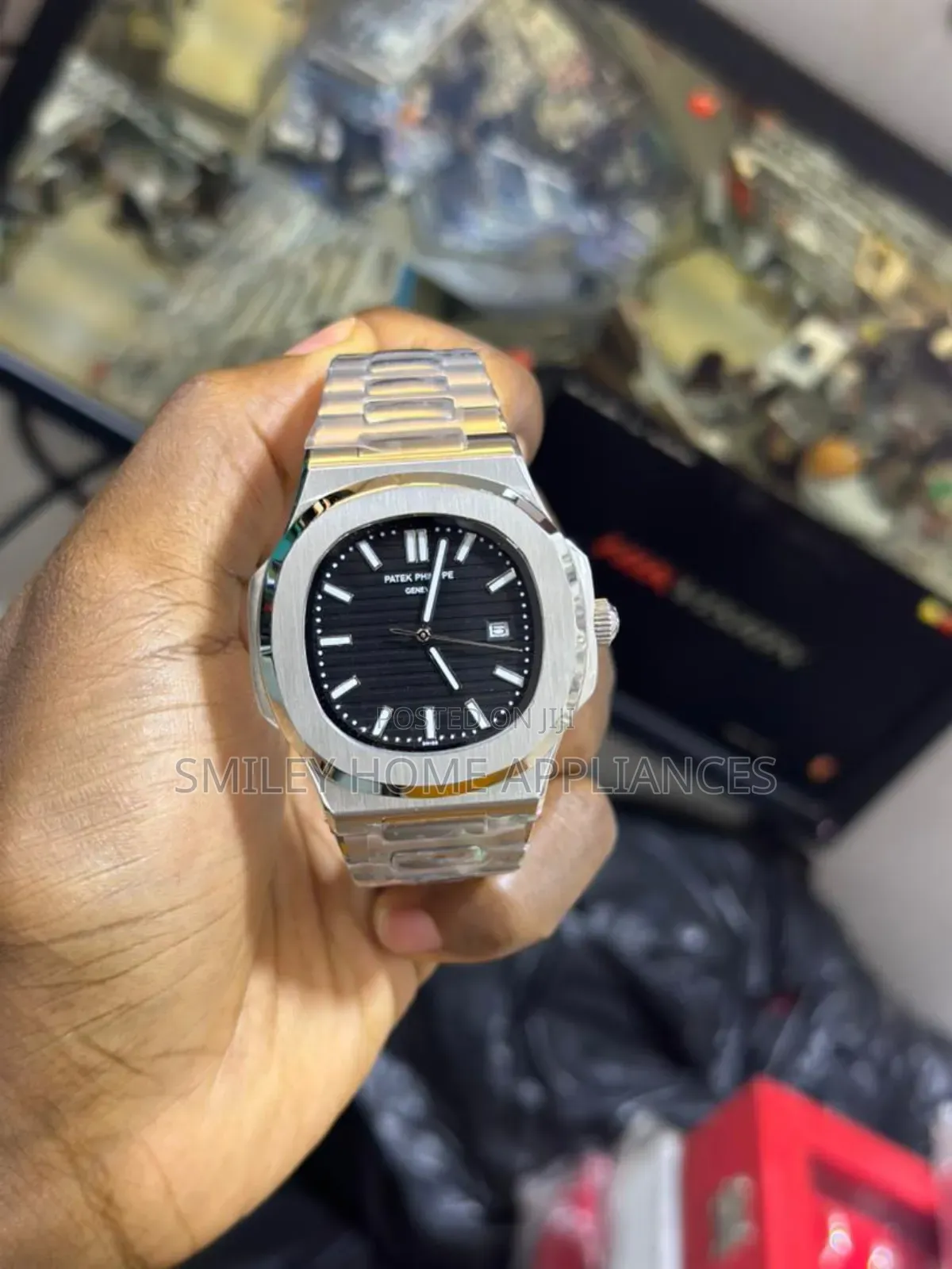 Original Silver Patek Philippe Geneva Men's Wrist Time Piece at Discount