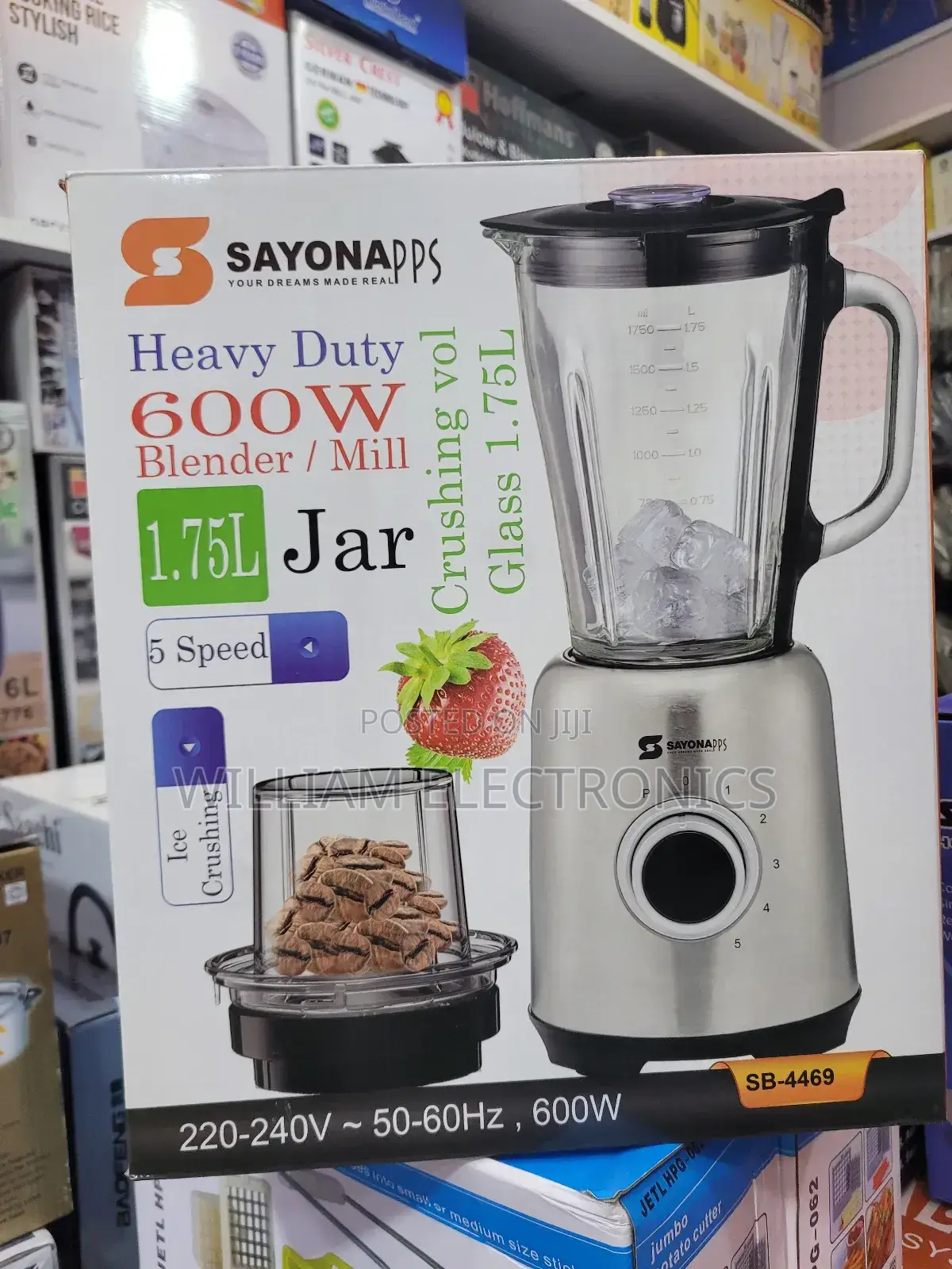 Sayona Sb-4469 Heavy Duty 2in1 Glass Jar Blender