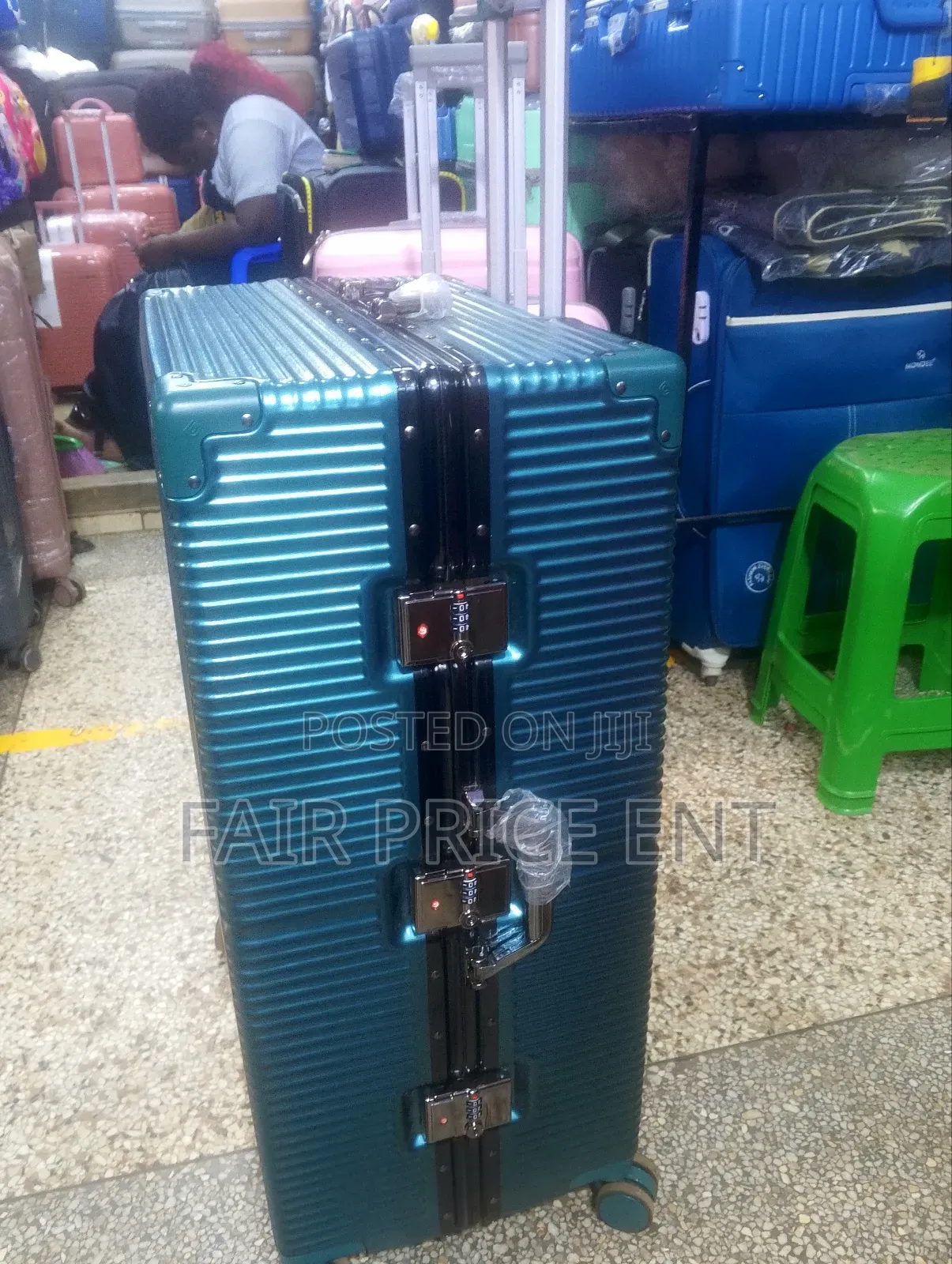 Noble Extra Large Aluminium Plastic Suitcase.( Dark Green)