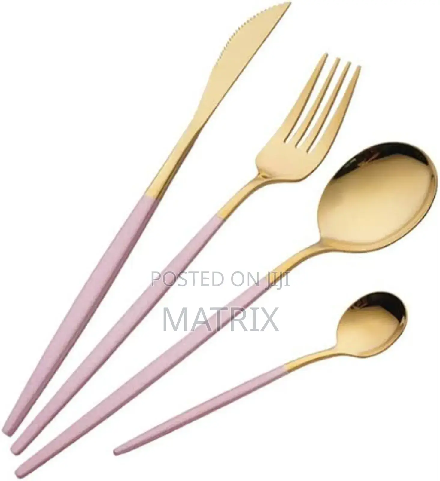Luxury Gold Pink Two-Tone Cutlery Set ,Stainless Steel 24-Piece Set