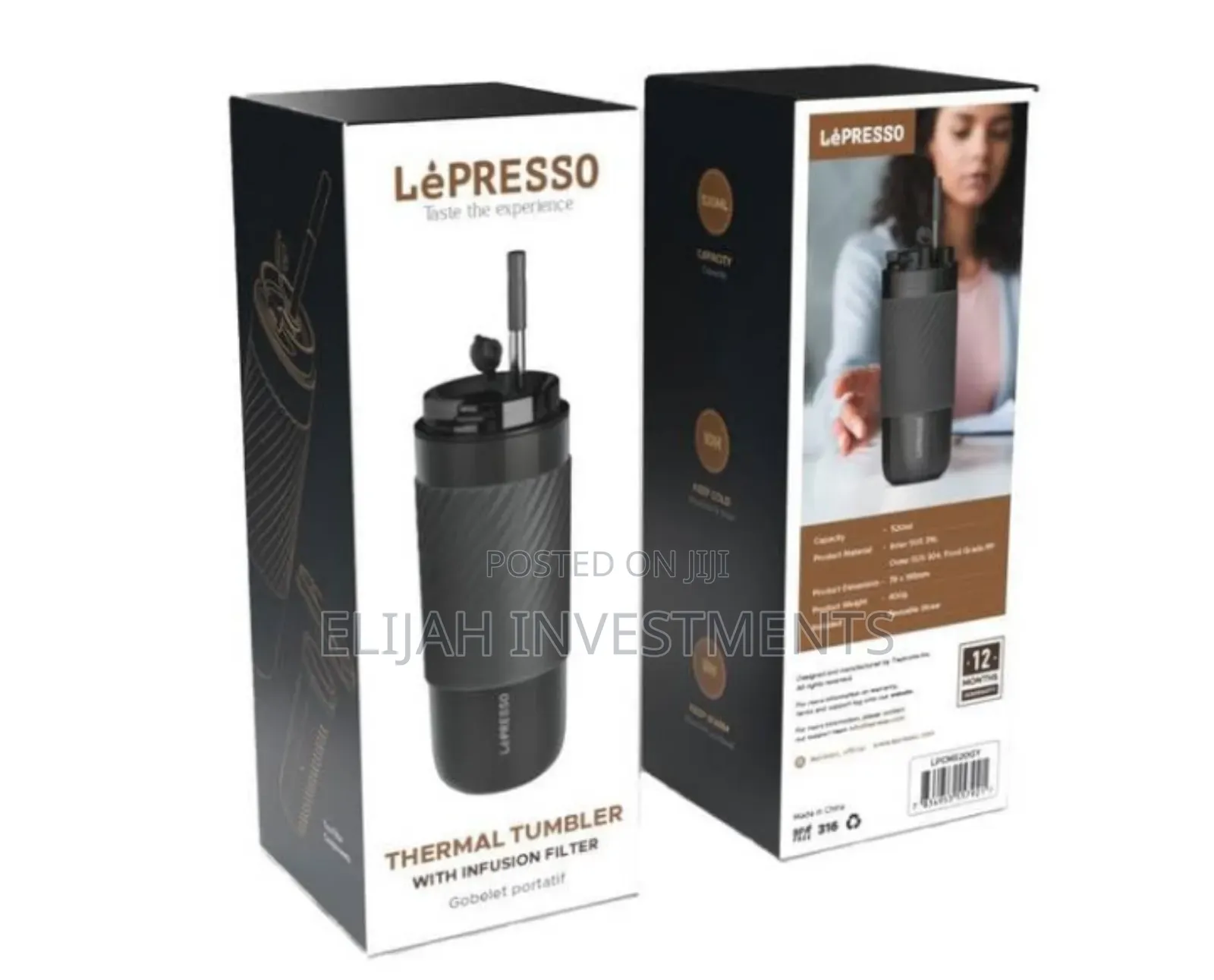 Thermal Tumbler With Infusion Filter, 520ml With Straw
