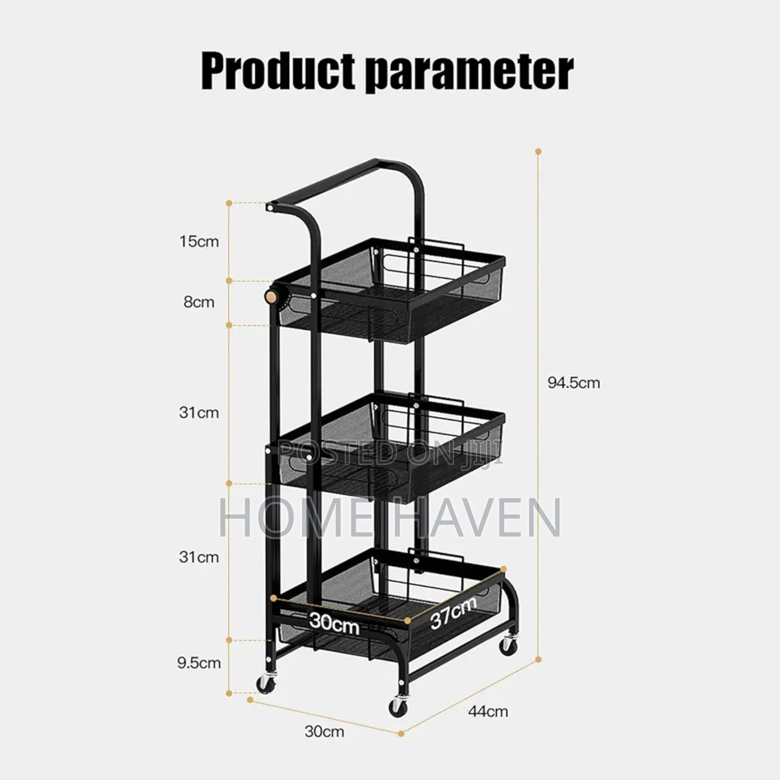 Metal Rolling Trolley Organizer