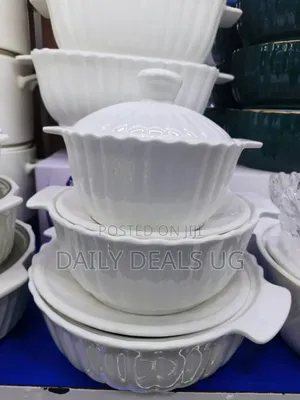 Set of White Ceramic Serving Bowls